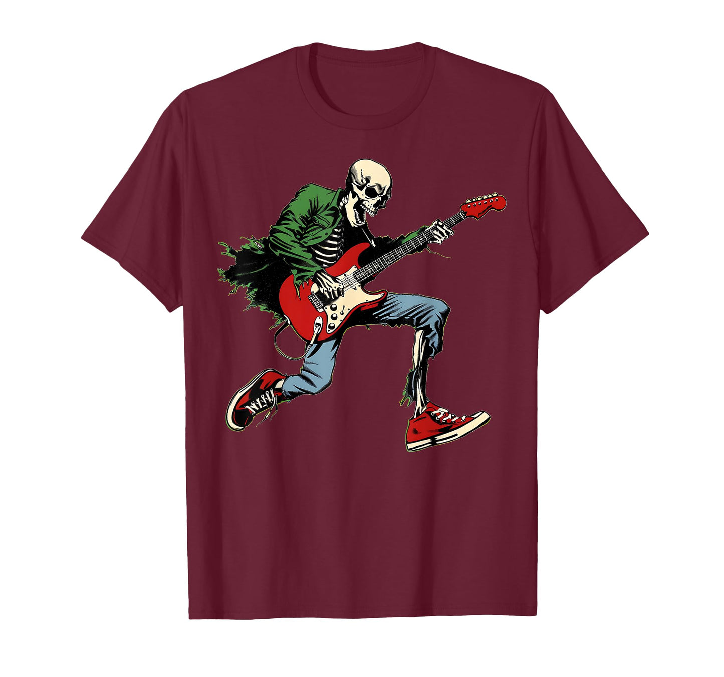 Skeleton Guitar Guy Halloween Rock & Roll Band Music Concert T-Shirt