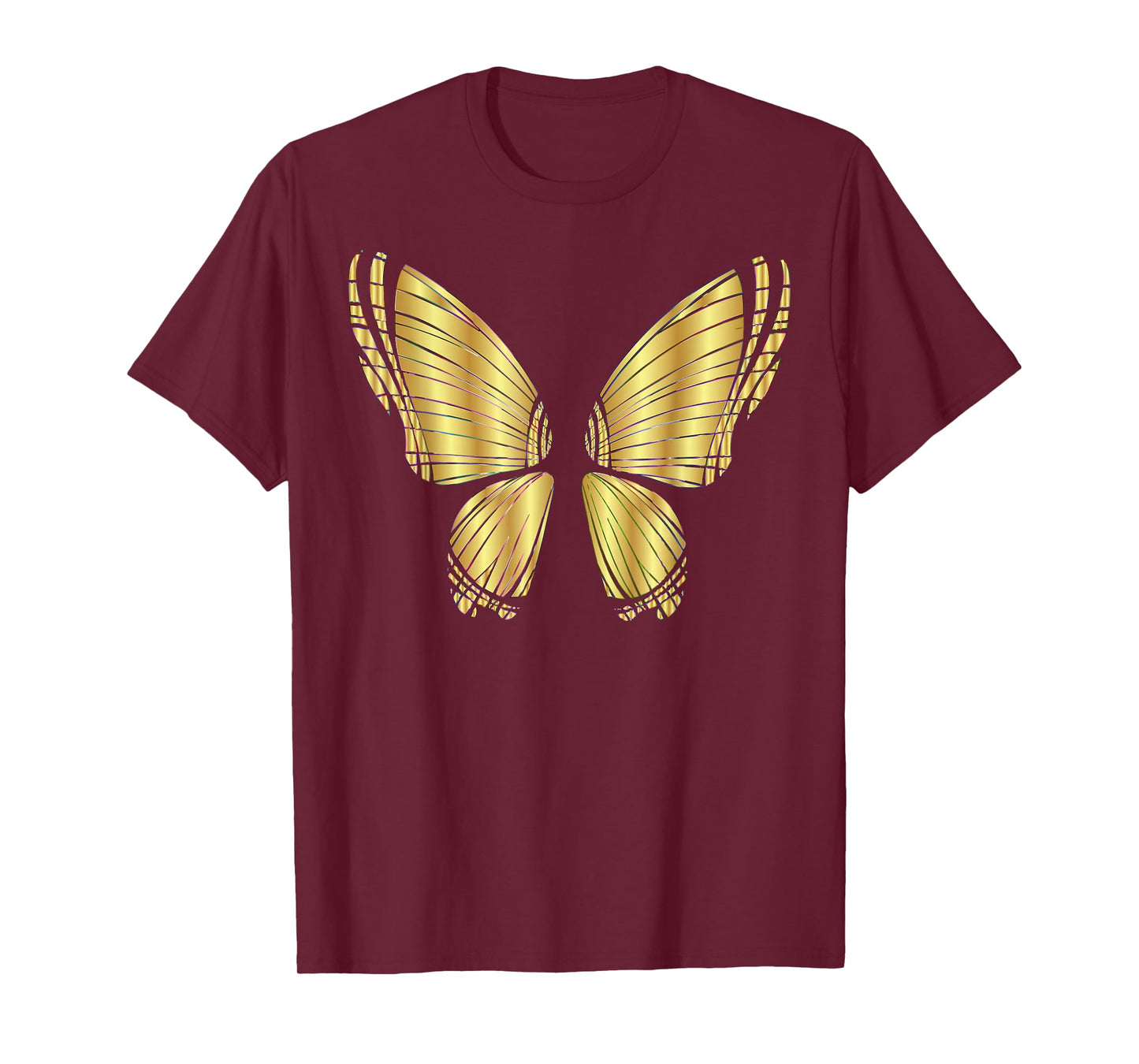 Metallic Gold Butterfly Garden Flying T-shirt T-Shirt