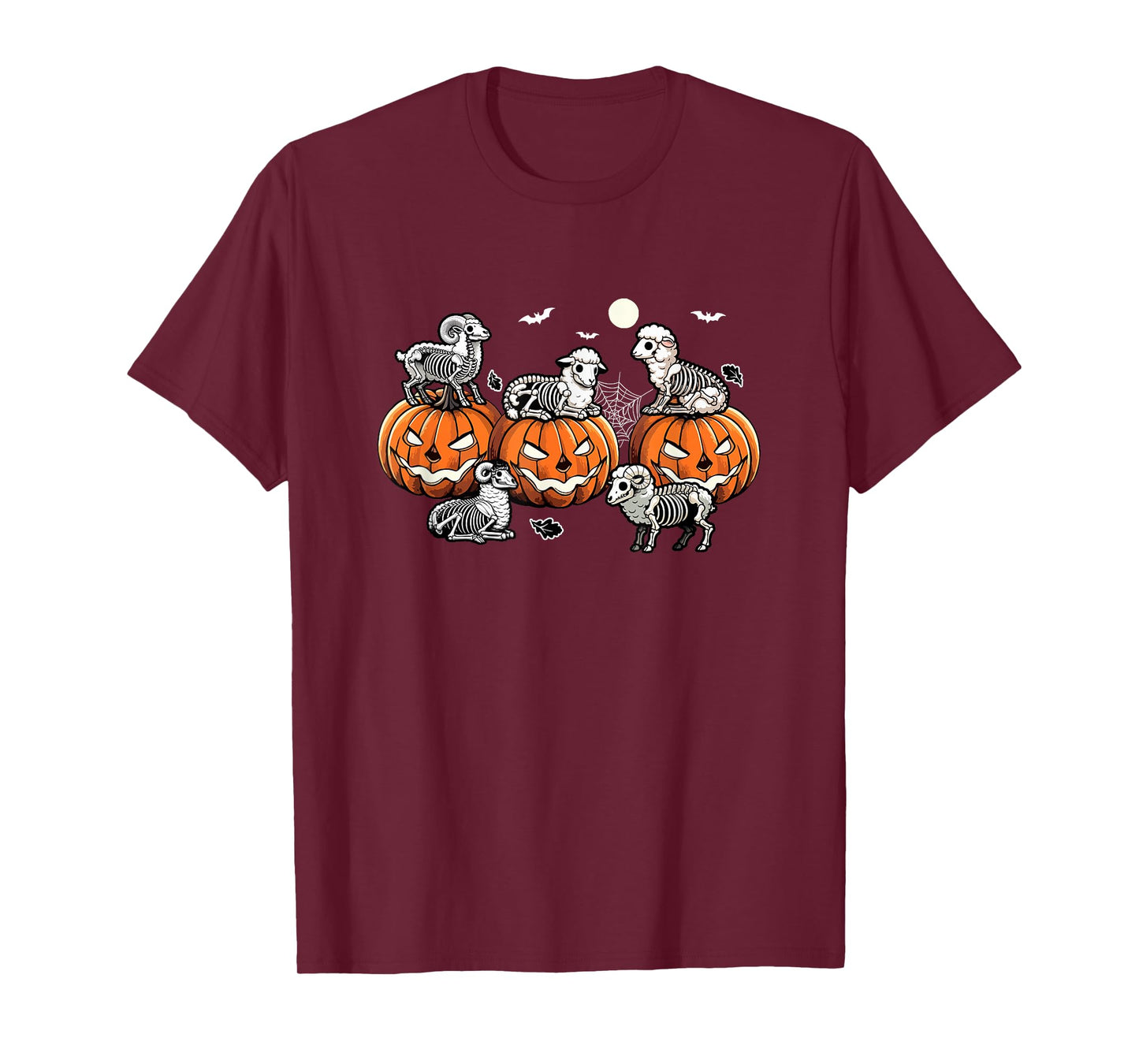 Group Skeleton Sheeps On Carved Pumpkins Halloween Farmer T-Shirt