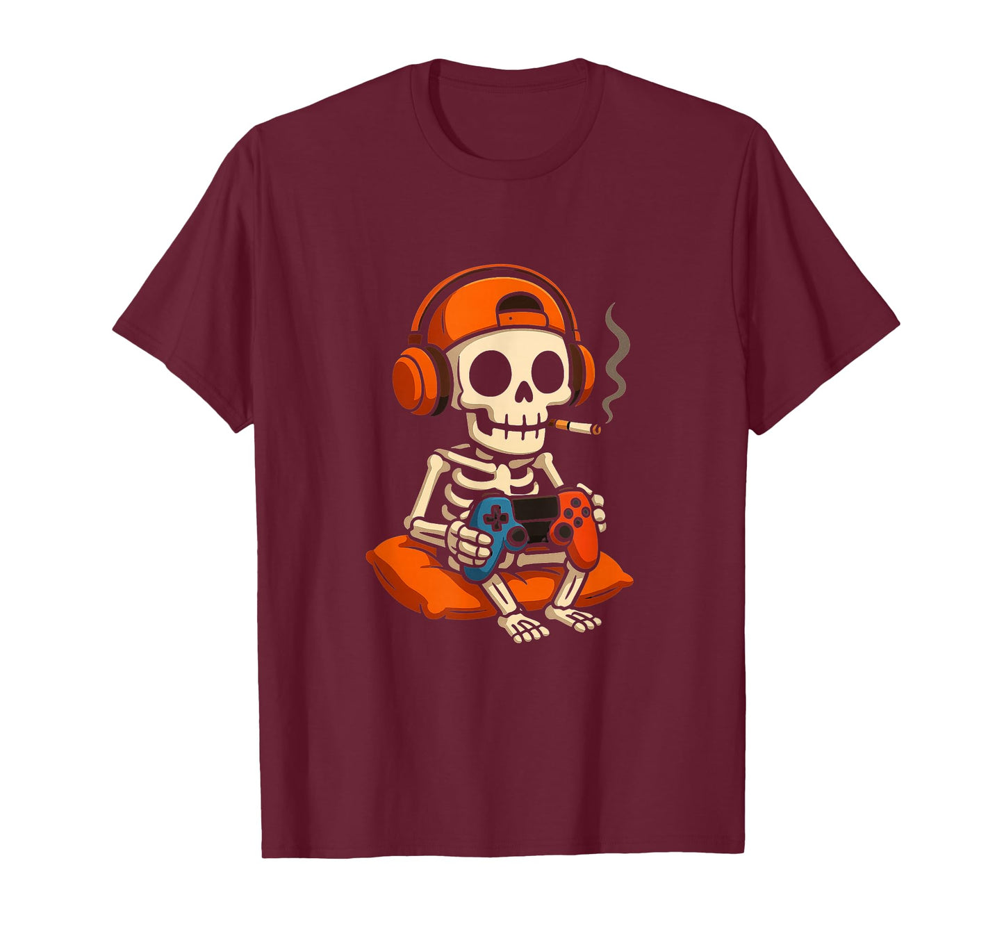 Skeleton Halloween Gamer Vibes - Retro Funny Gaming Graphic T-Shirt