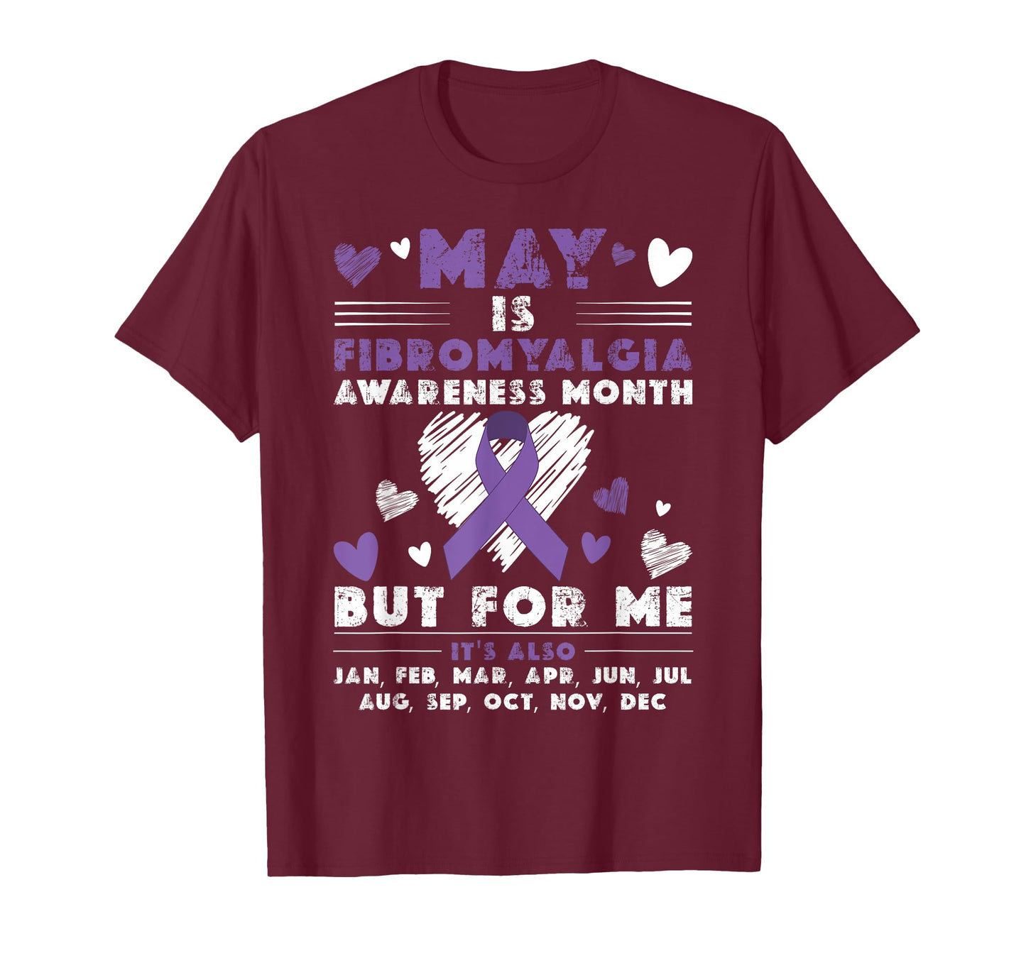 May Is Fibromyalgia Awareness Month Warrior Purple Ribbon T-Shirt