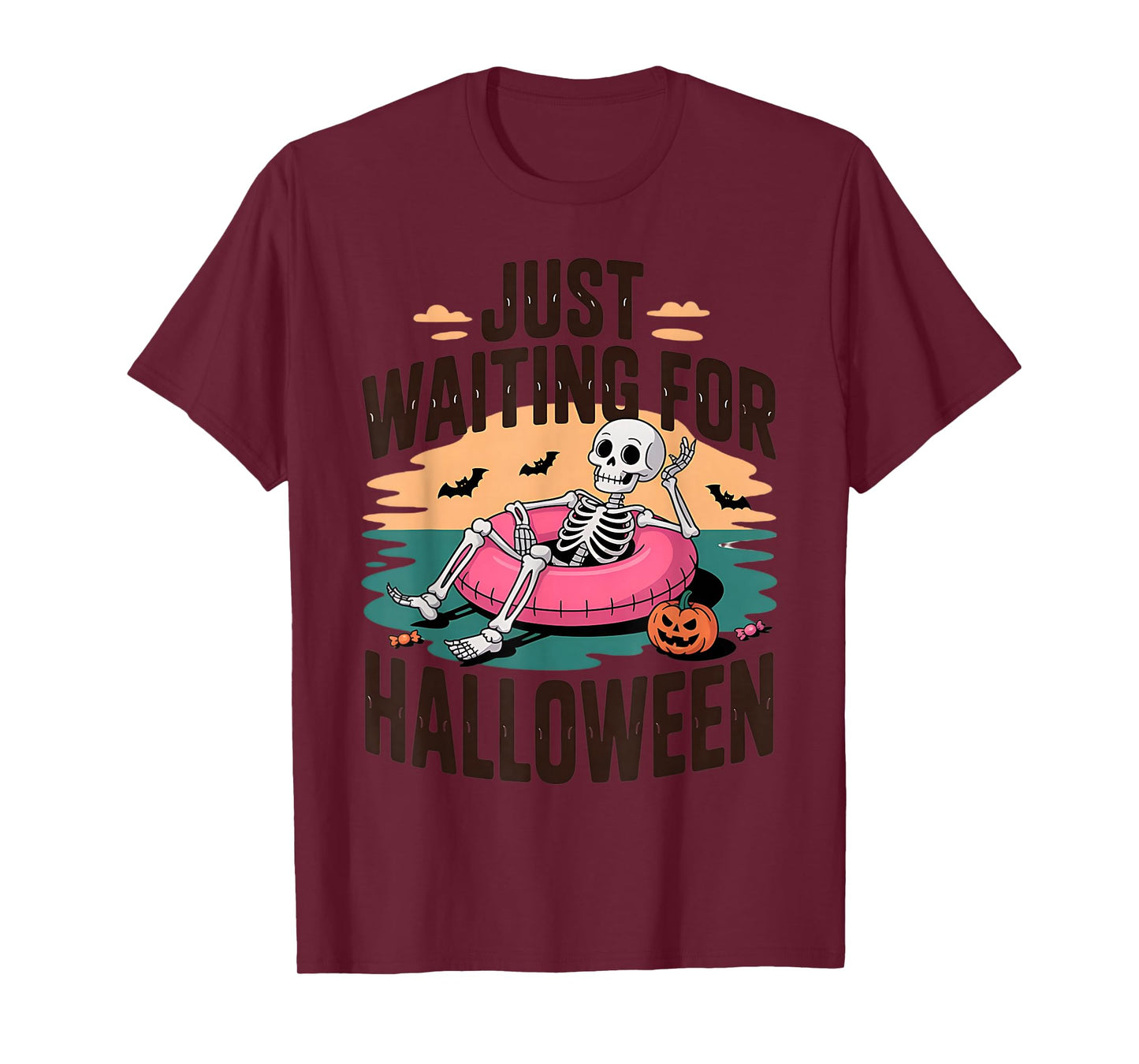 Just Waiting for Halloween Skeleton Fun T-Shirt