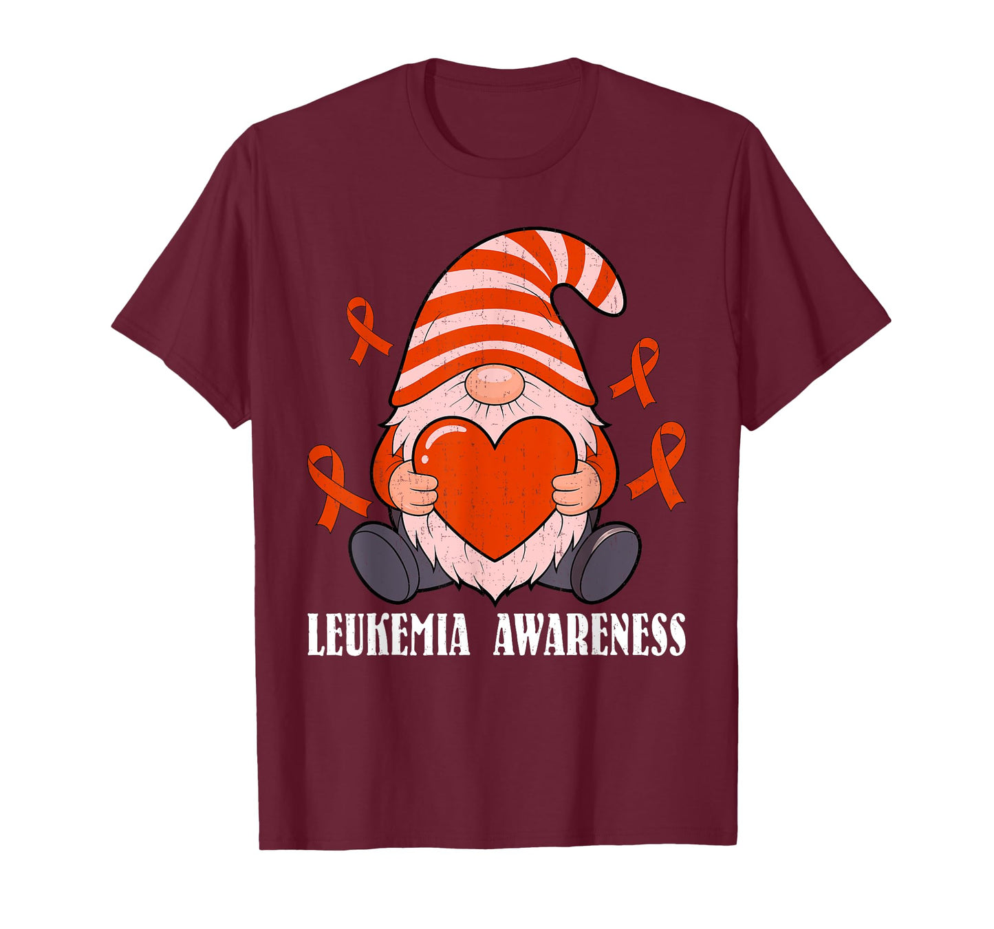 Supporter Cute Gnome Heart Leukemia Awareness Women Girls T-Shirt