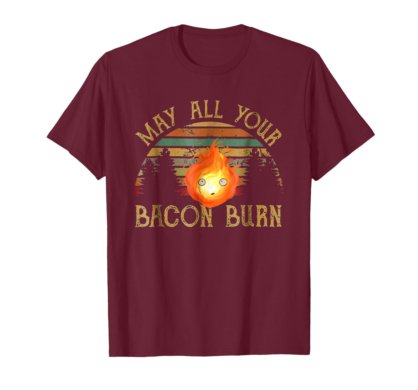 Vintage Retro May All Your Bacon Burn BBQ Grunge T-Shirt