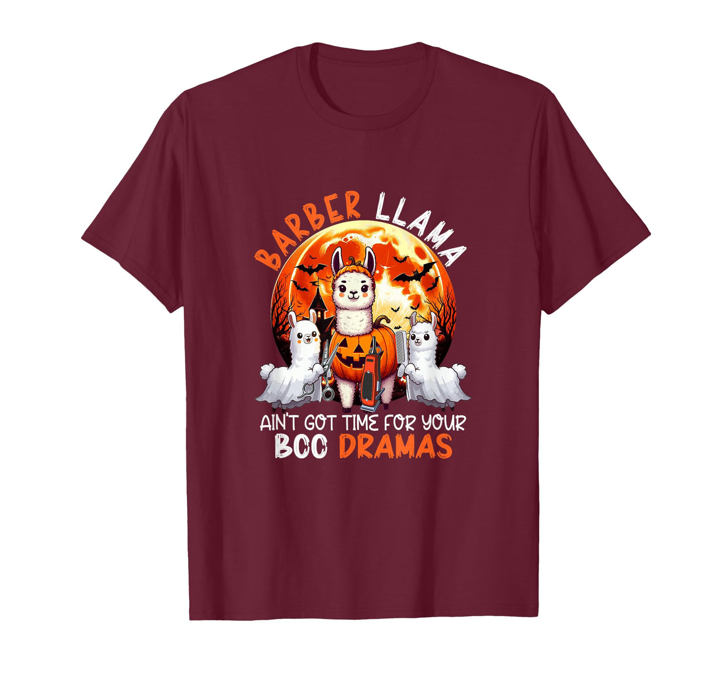 Barber Llama Funny Sarcastic Boo Dramas Halloween Job Team T-Shirt