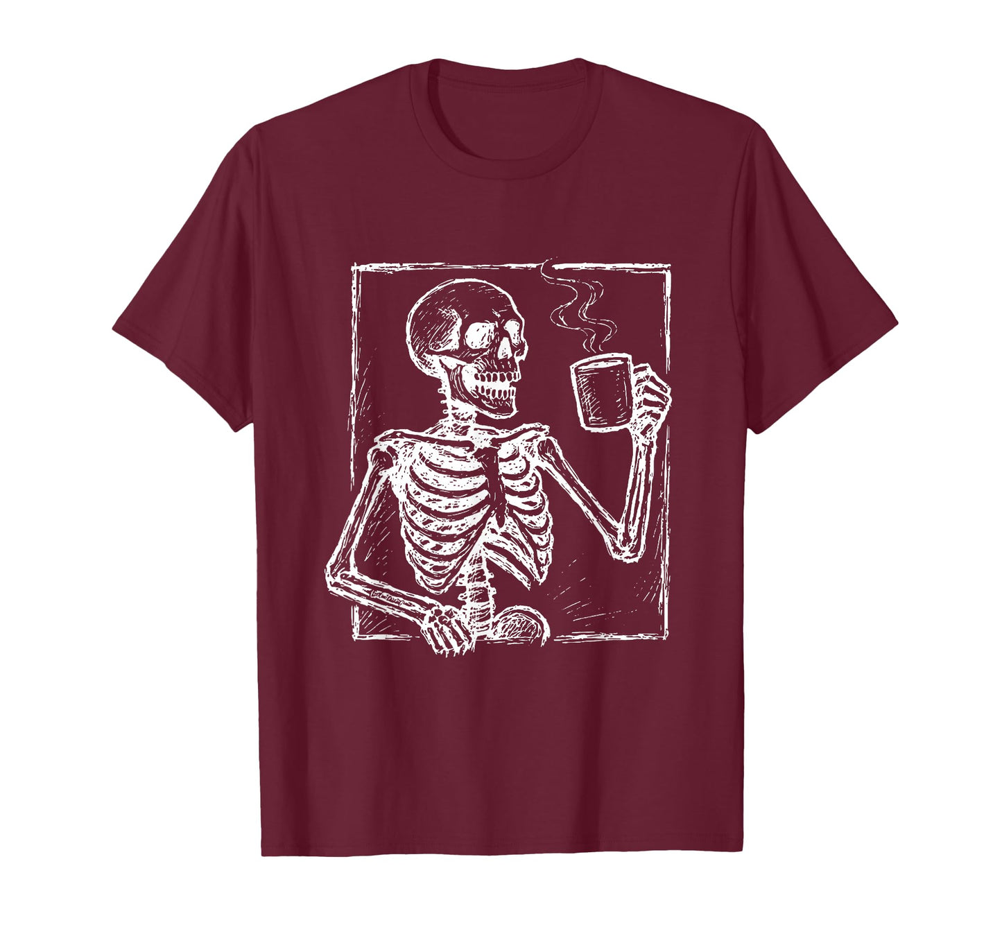 Skeleton Skull with Coffee, Political Humor T-Shirt