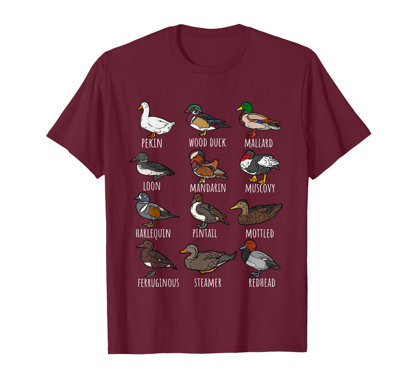 Cute Duck Waterfowl Animal Species Types,Duck Wildlife Lover T-Shirt
