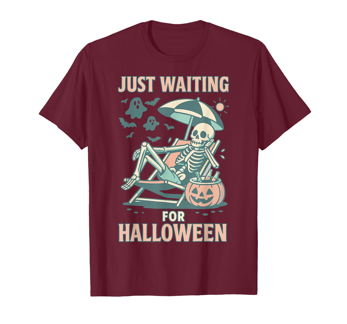 Funny Summerween Skeleton Waiting Halloween Shirt T-Shirt