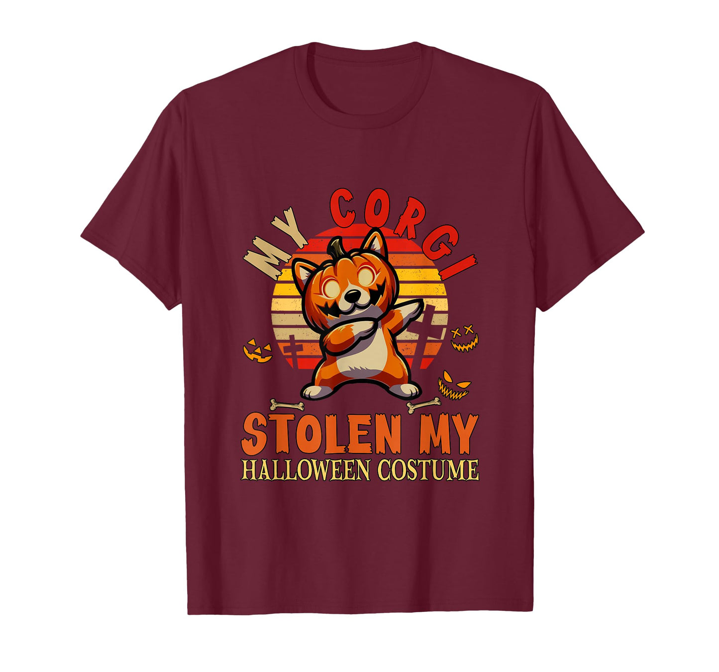 Corgi Stolen My Halloween Costume Dog Carved Pumpkin T-Shirt