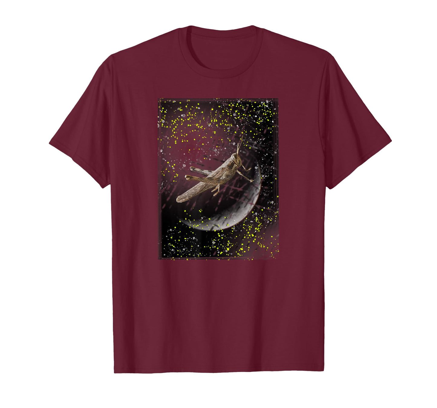 Cosmic Grasshopper Detailed in Space Galactic Art Design T-Shirt