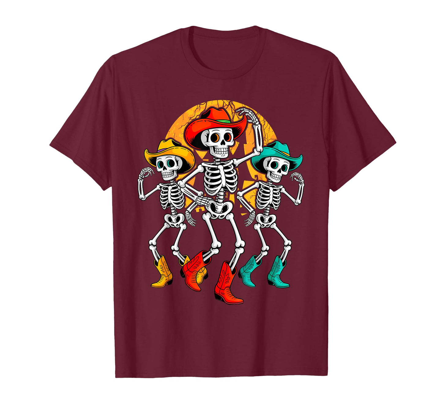 Cowboy Skeleton Cowgirl Dancing Boots Halloween T-Shirt