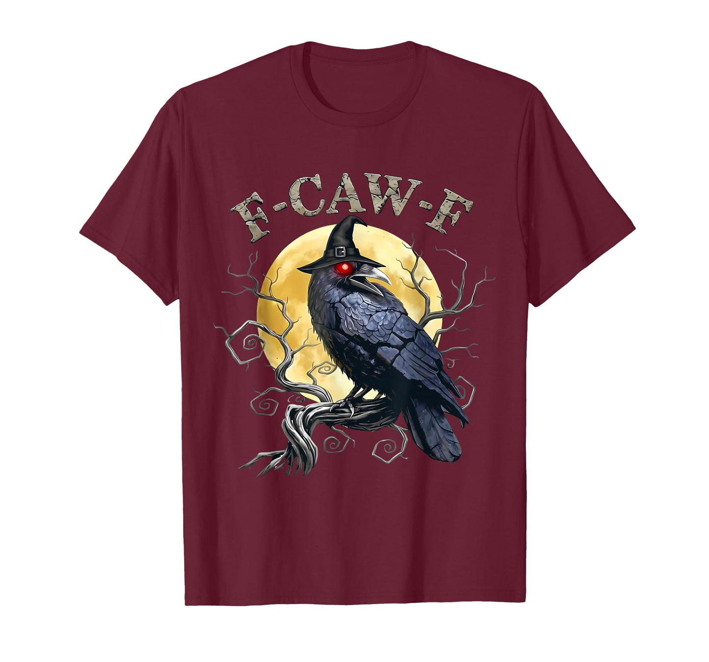 F-Caw-F Black Crow Bird Retro Vintage Gothic Moon T-Shirt