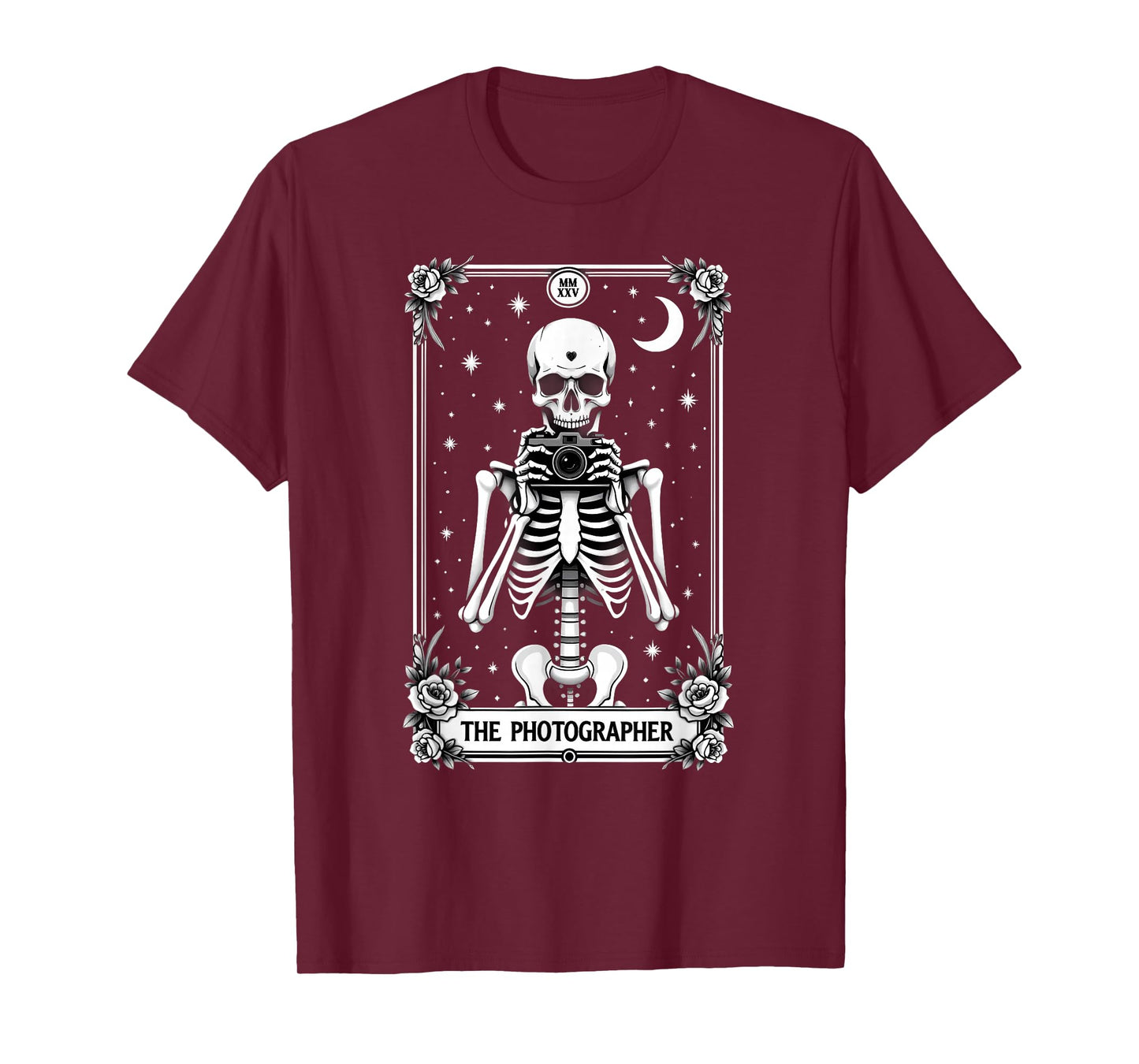 Gothic Tarot Card Cameraman The Photographer Skeleton T-Shirt