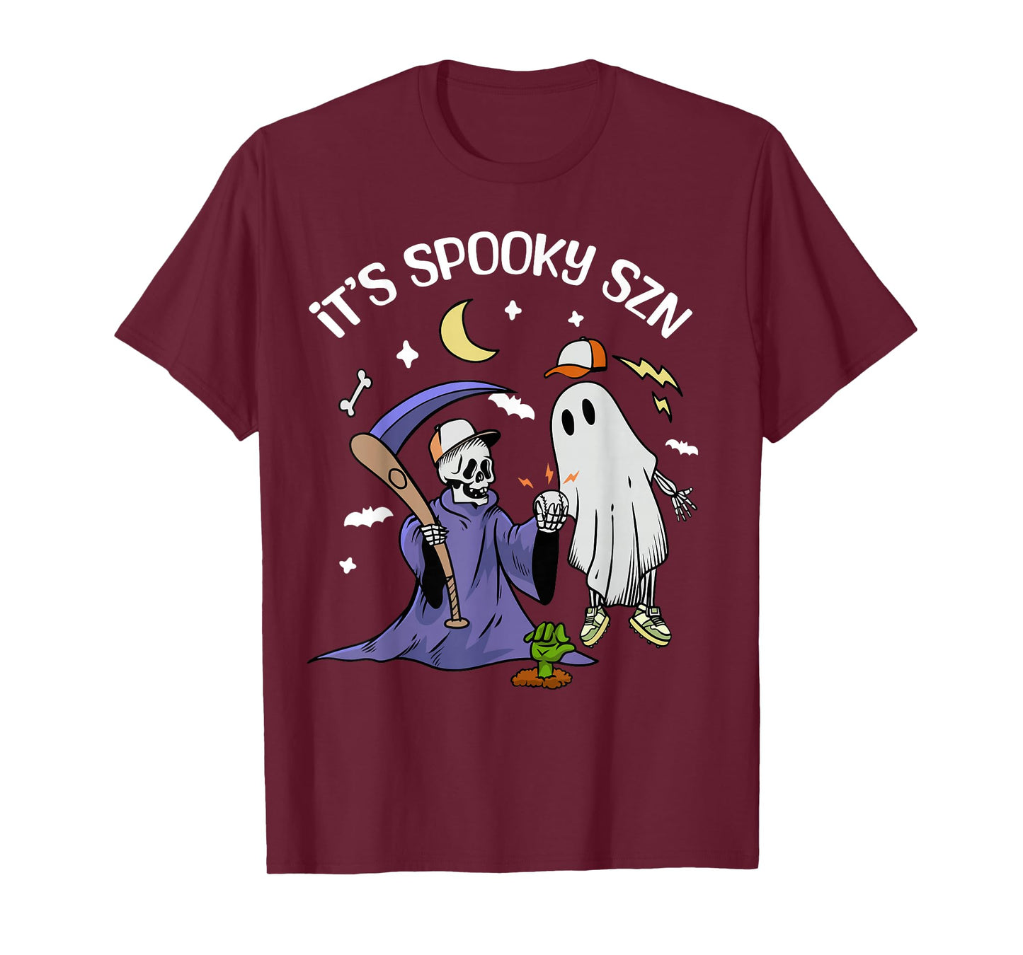 It's Spooky Season Baseball Skeleton Ghost Boys Girls Youth T-Shirt