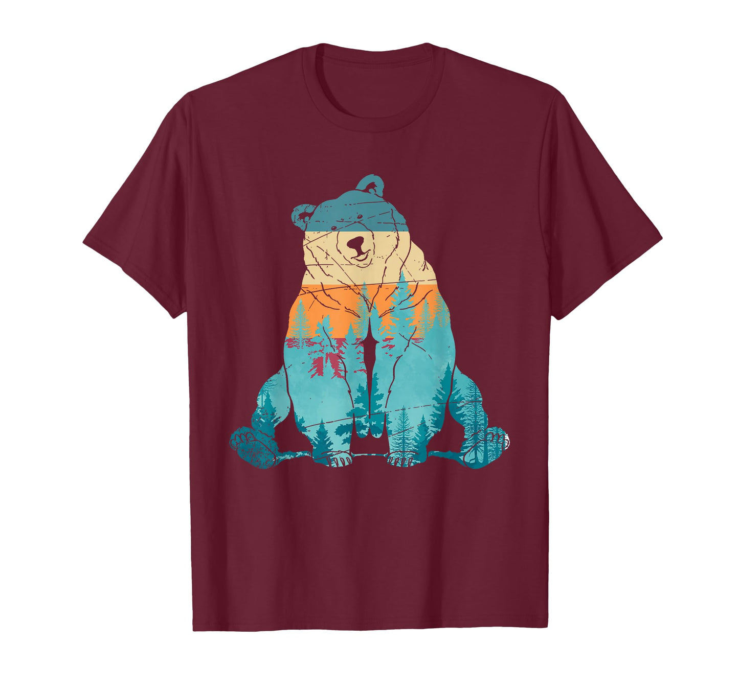Outdoors Nature Forest Animal Wildlife Retro Brown Bear T-Shirt