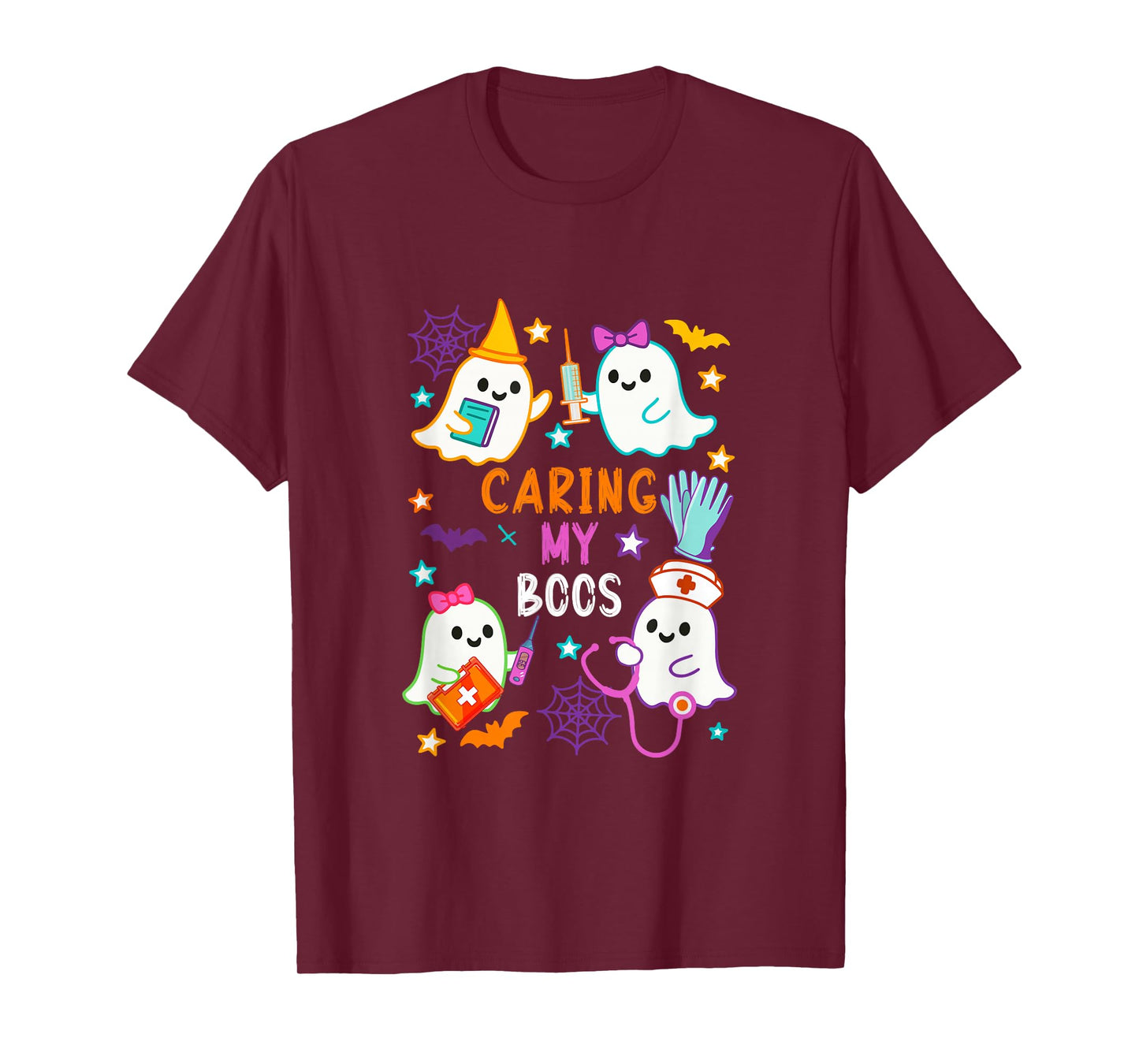 Caring My Boos Group Boo Ghost As Nurse Doctor Halloween T-Shirt