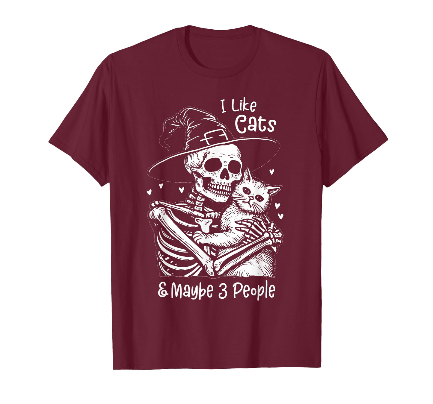 I Like Cats and Maybe 3 People, Cat Pet Halloween Skeleton T-Shirt