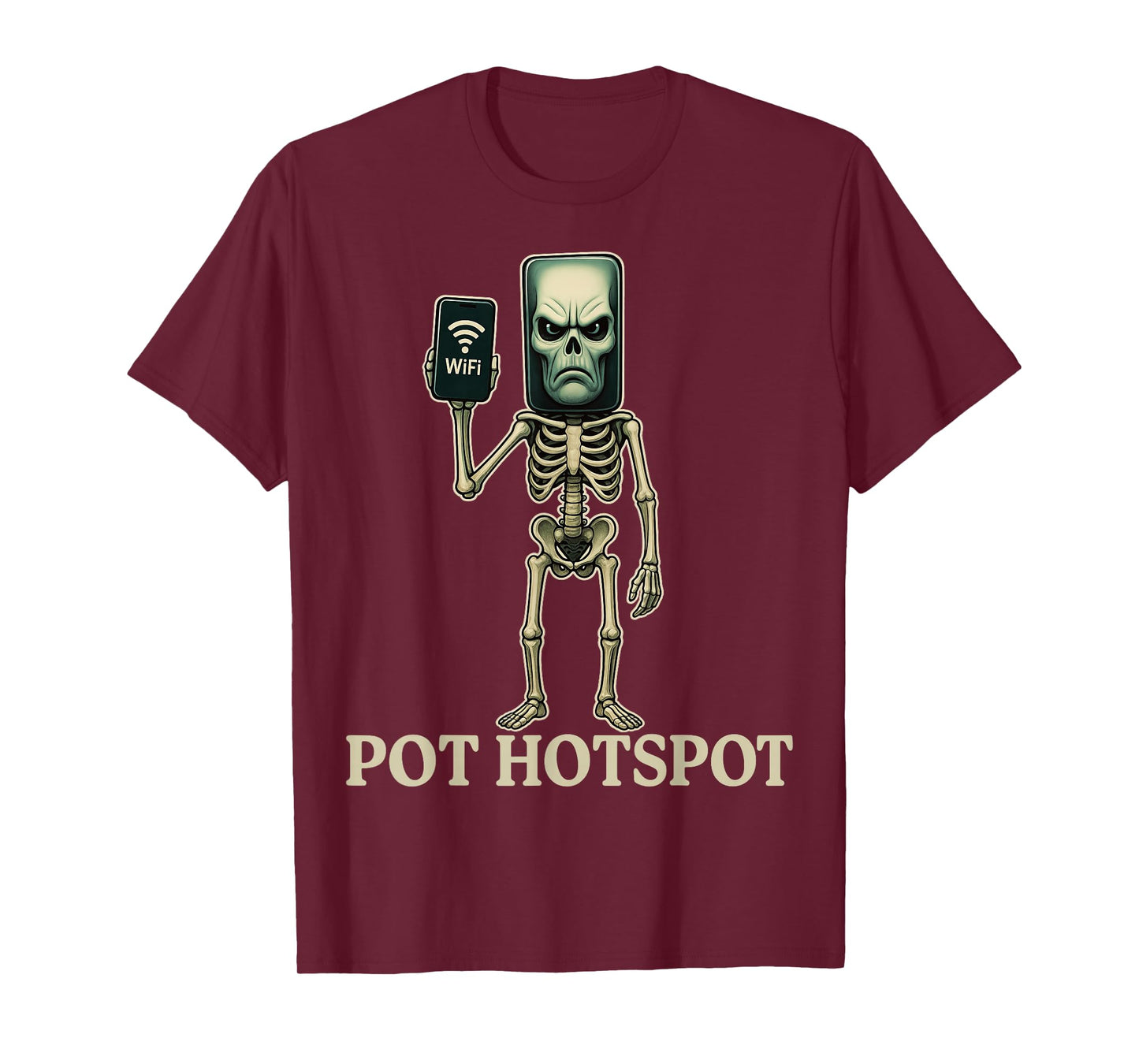 Pot Hotspot - Funny Halloween Brainrot Skeleton Kids Meme T-Shirt