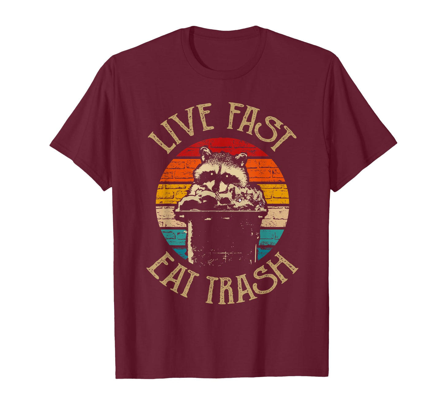 Forest Camper Gifts Live Fast Eat Trash Unisex-Adults Raccoon Camping Hiking Cycling T-Shirt Black X-Small Classic Fit Short Sleeve