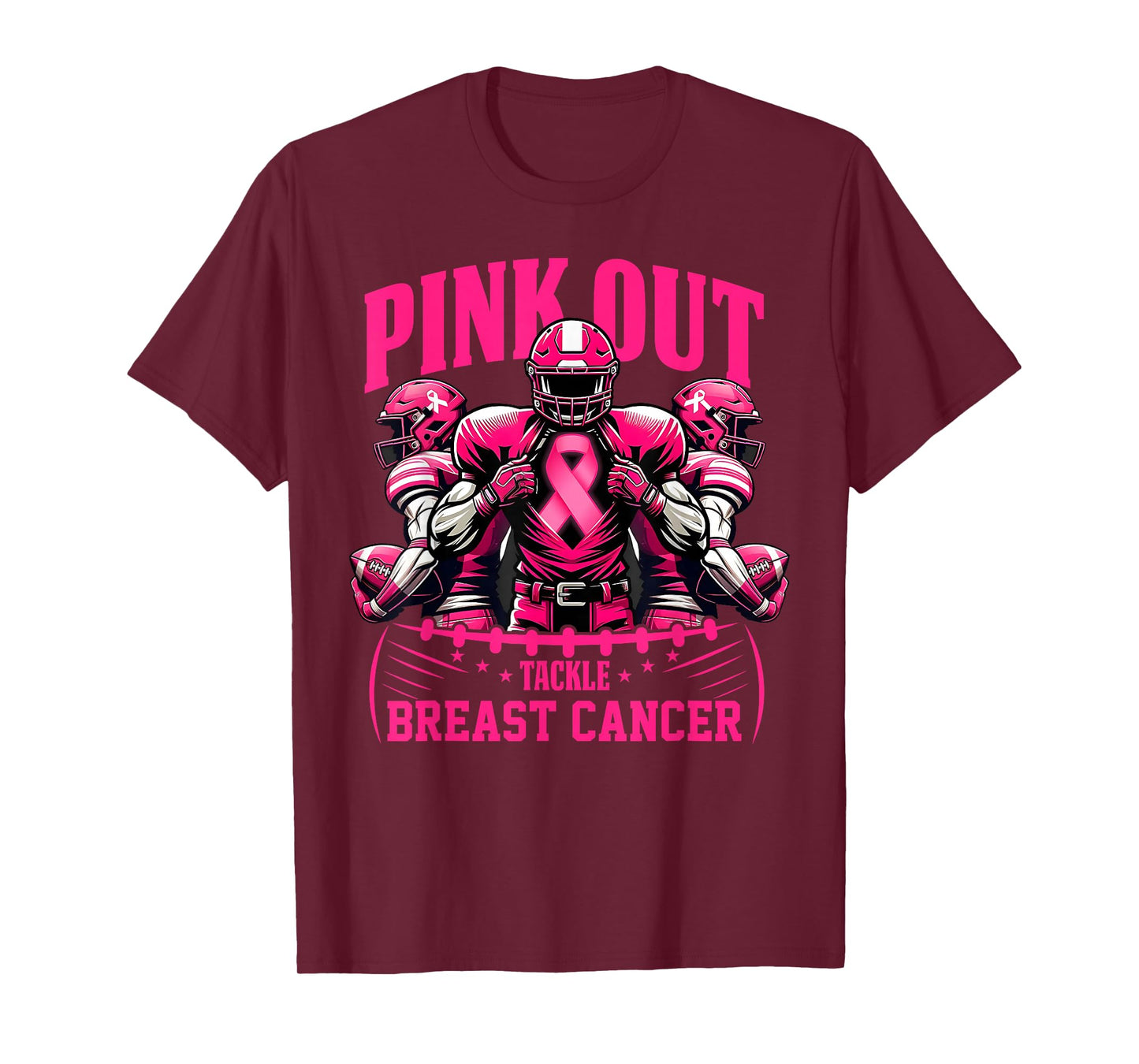 Football Tackle Breast Cancer Awareness Pink Out Womens T-Shirt