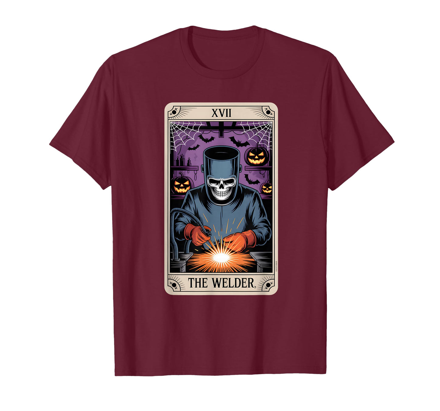 Welder Tarot Card Skeleton Halloween T-Shirt
