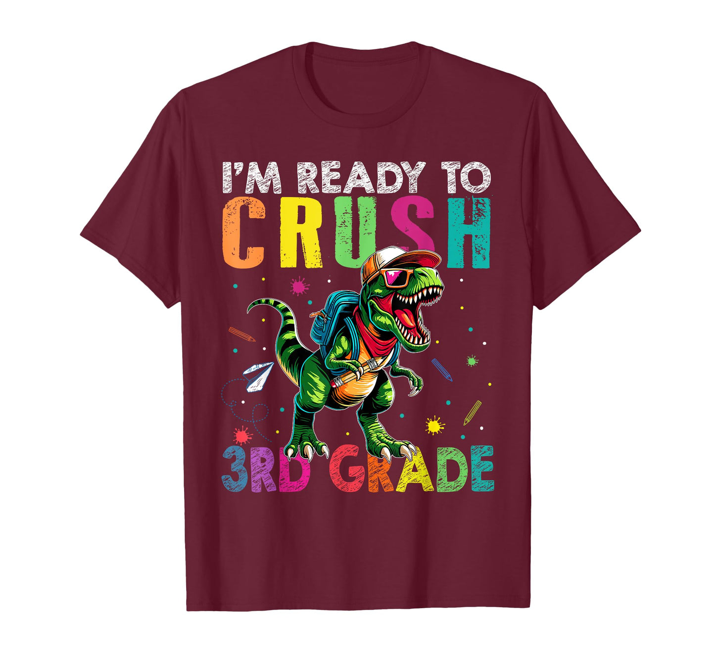 I'm Ready To Crush 3rd Grade Back to School T Rex Kids Boys T-Shirt