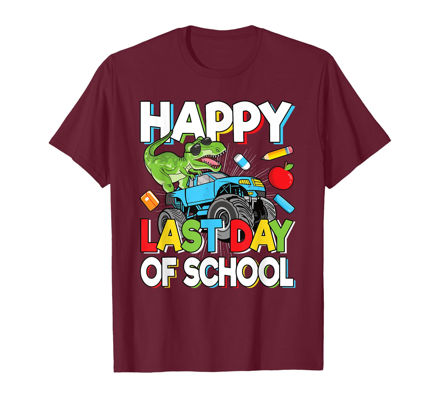 Happy Last Day Of School Student Dinosaur T-Rex Boys Kids T-Shirt