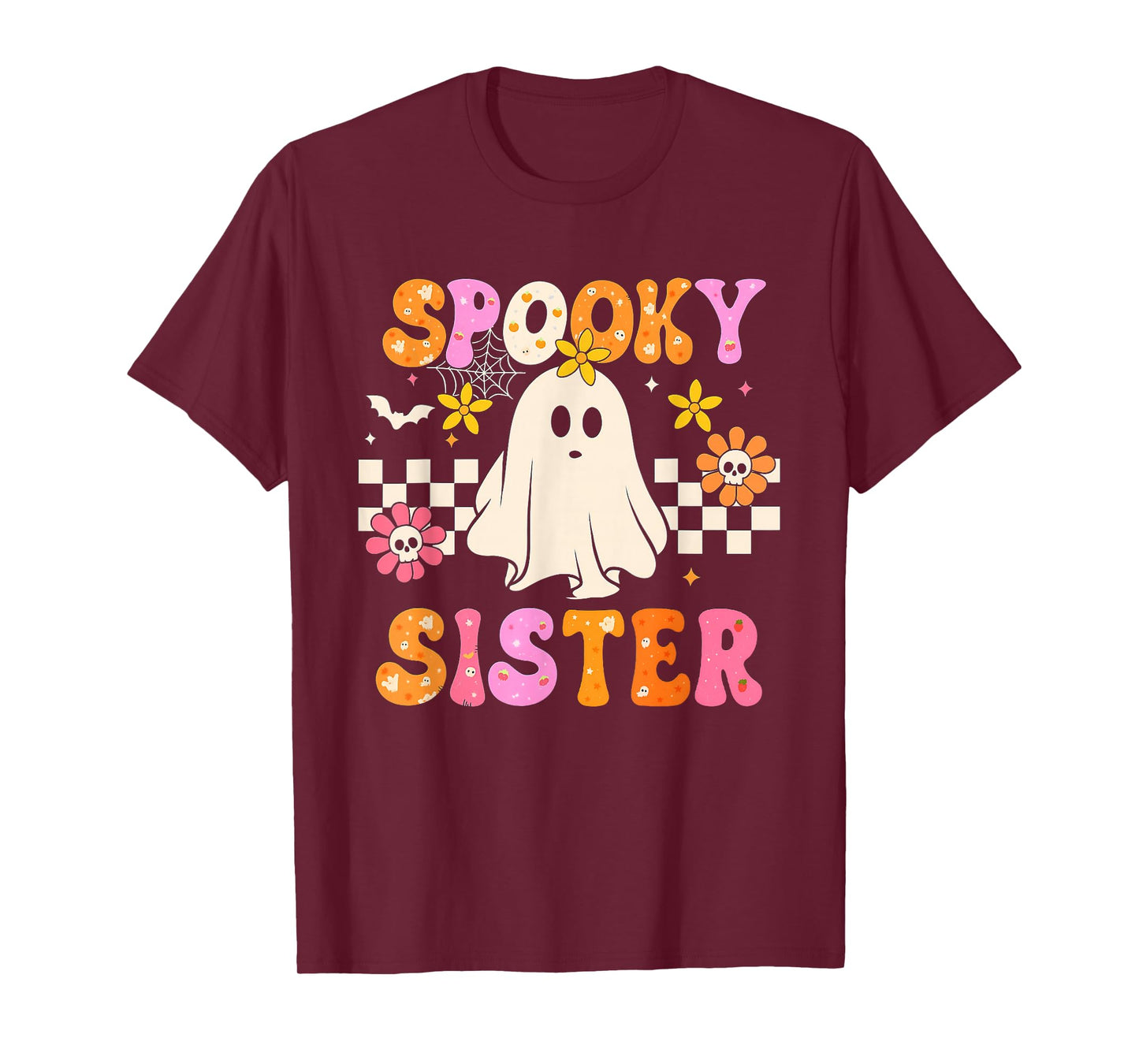 Spooky Sister Funny Halloween Ghost Spooky Women Girl T-Shirt