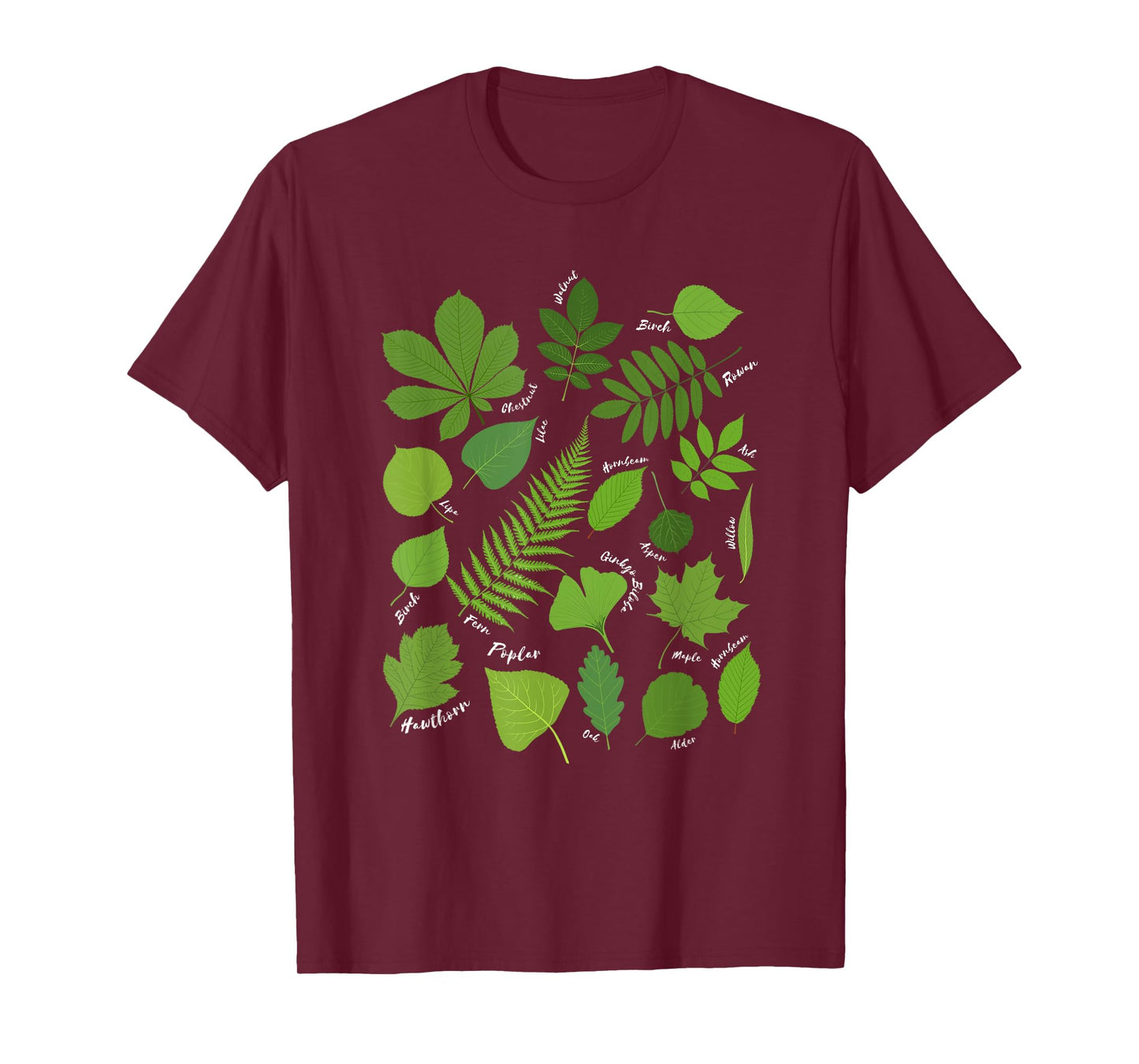 Different Types of Tree Leaves Common Leaves Nature Lovers T-Shirt