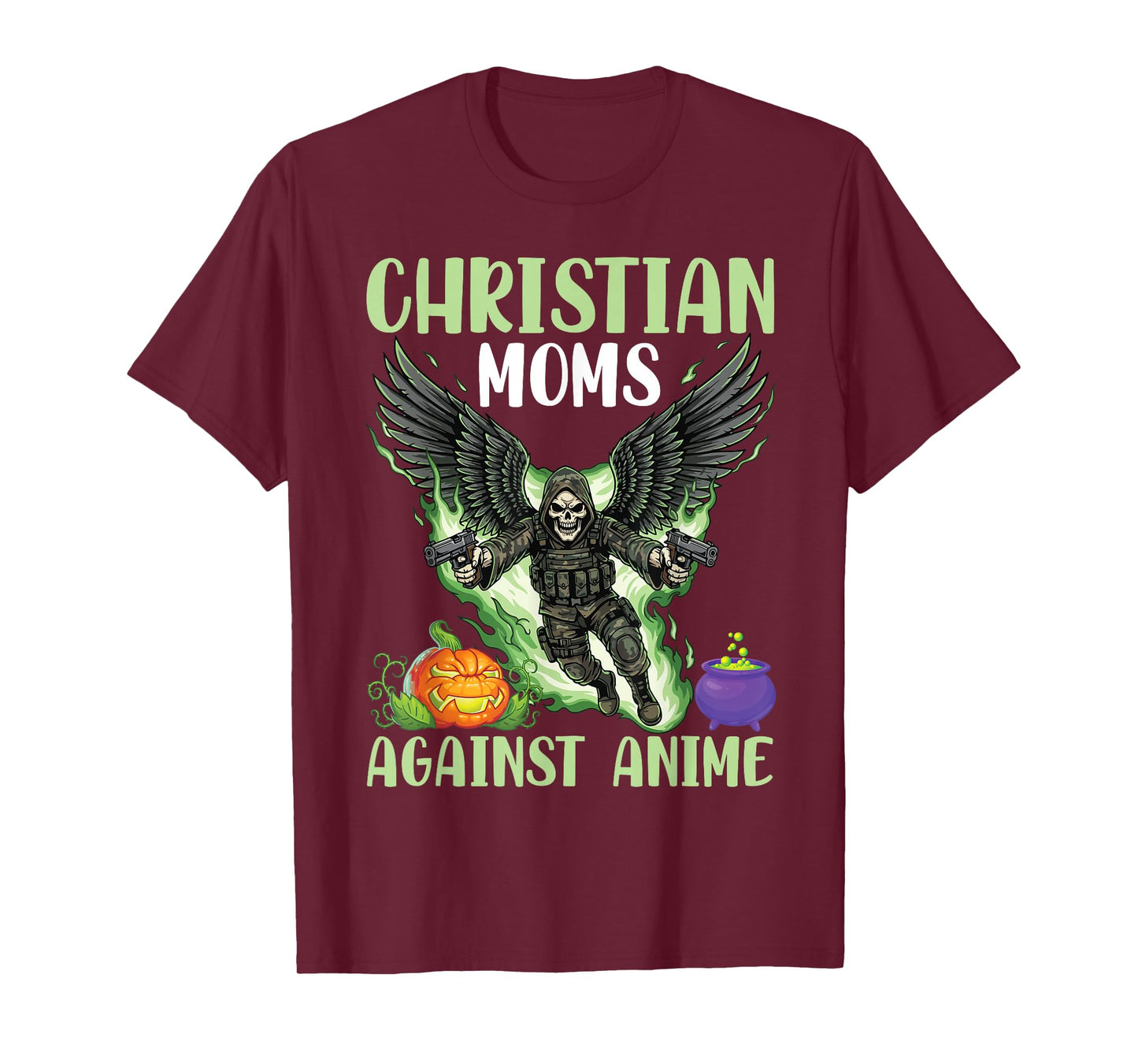 Christian Moms Against Anime Skeleton Angel Wings Pumpkin T-Shirt