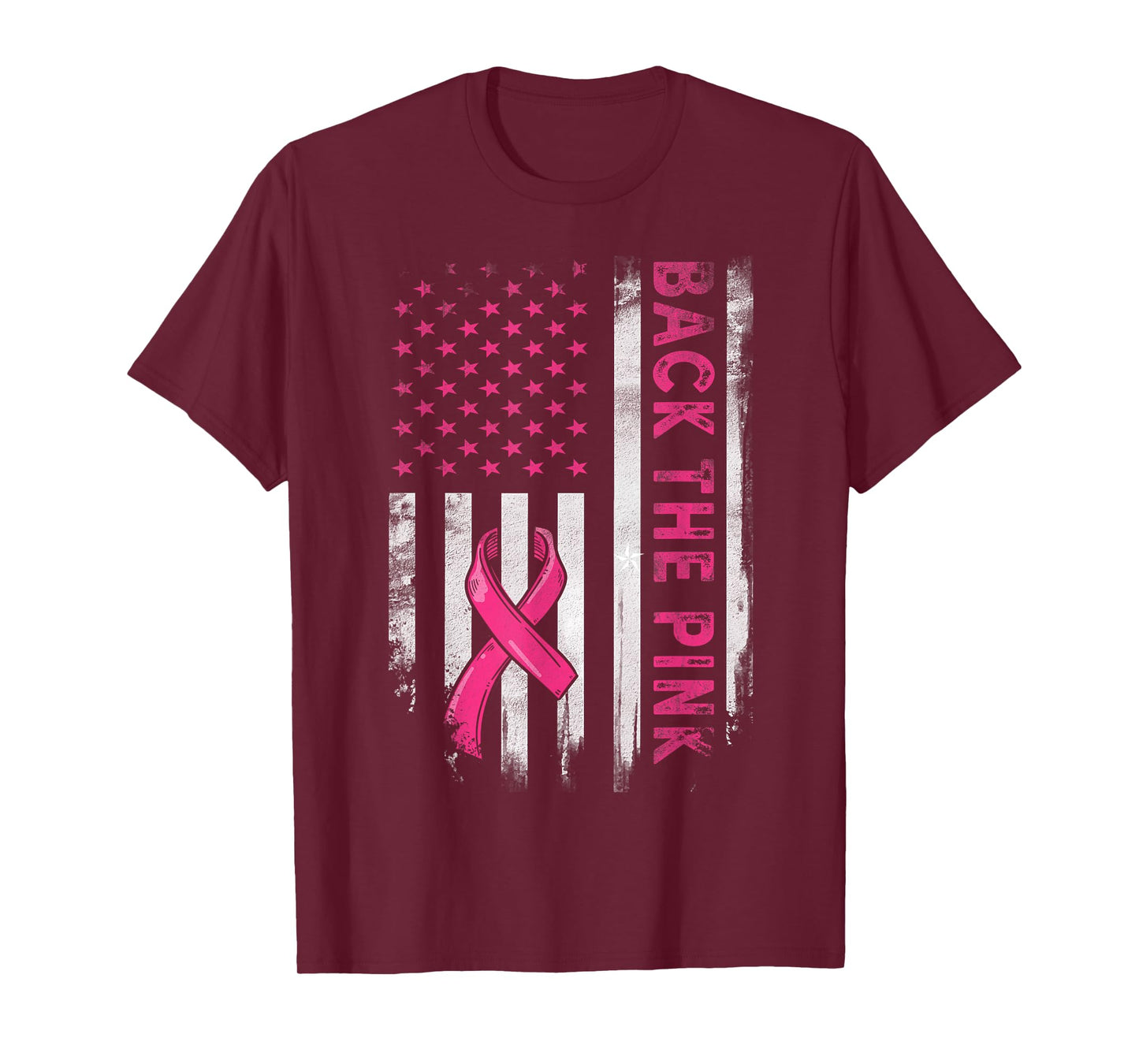 Back The Pink Us Flag Breast Cancer Awareness Women Men Kids T-Shirt