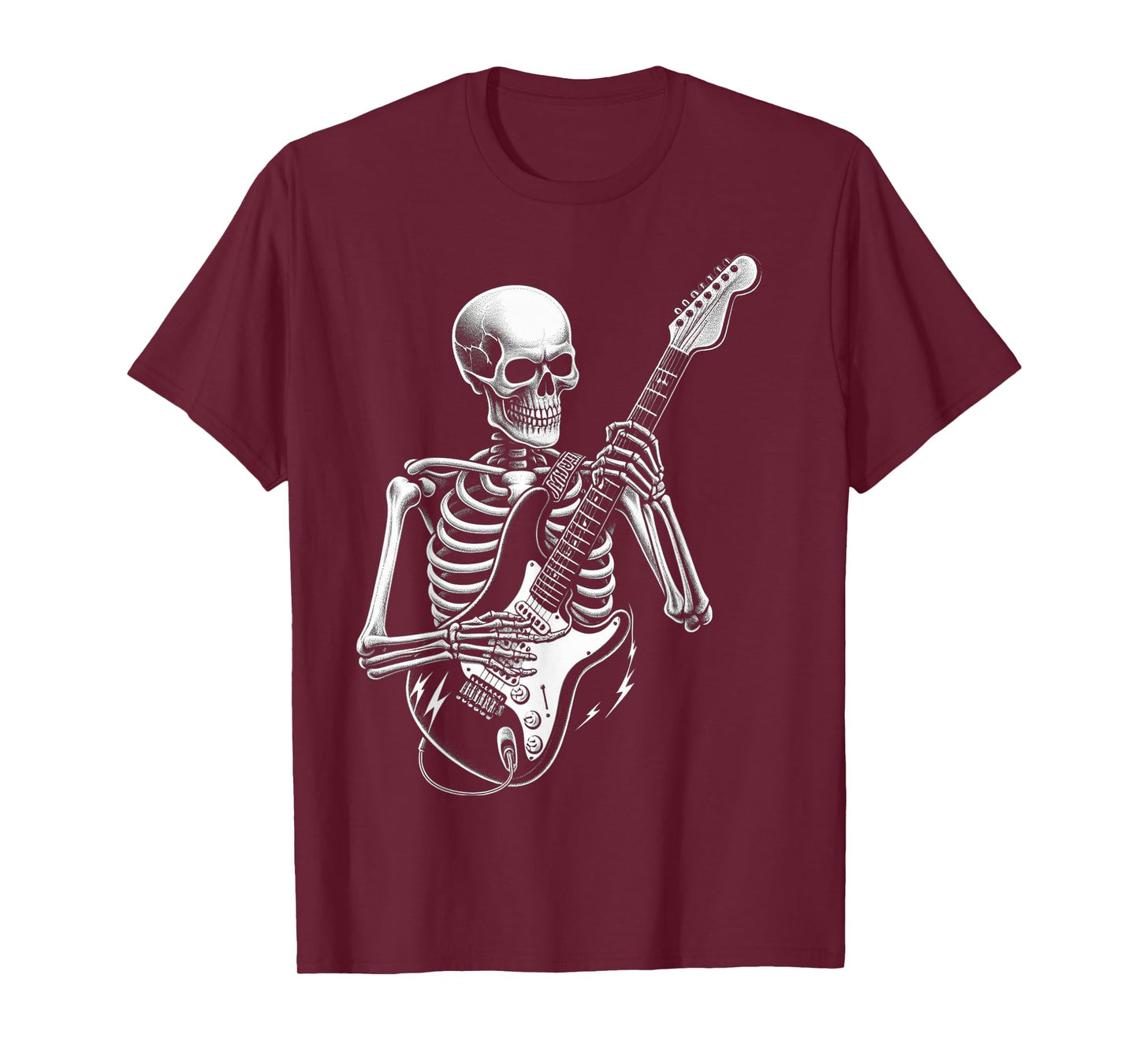 Skeleton Playing Electric Guitar for Halloween Men Women T-Shirt