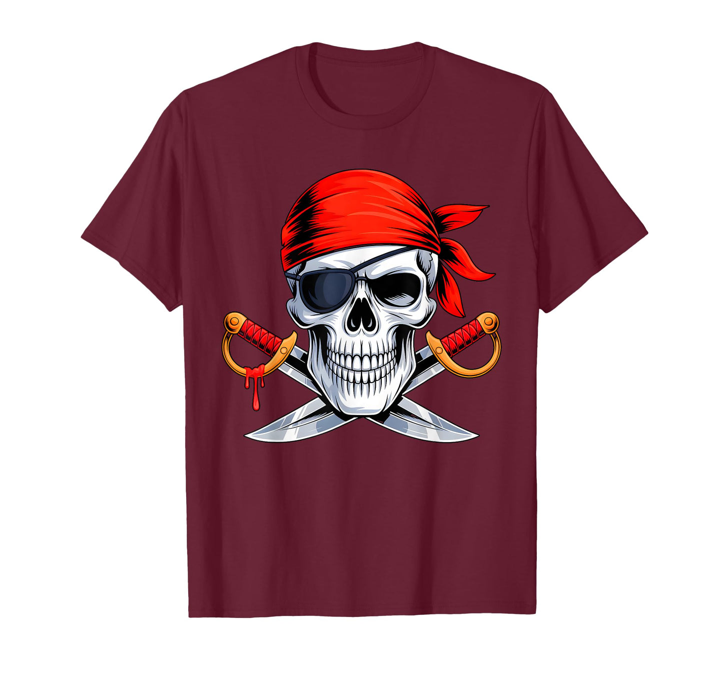 Pirate Flag Skull and Crossbones Skeleton Graphic Halloween T-Shirt