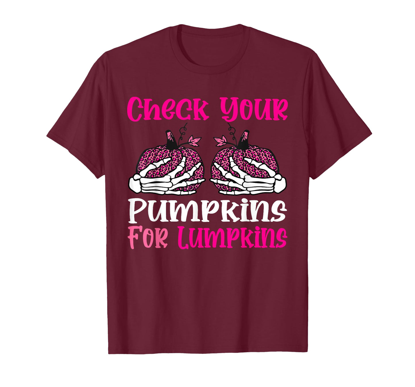 Check Your Pumpkins Breast Cancer Awareness Halloween Women T-Shirt