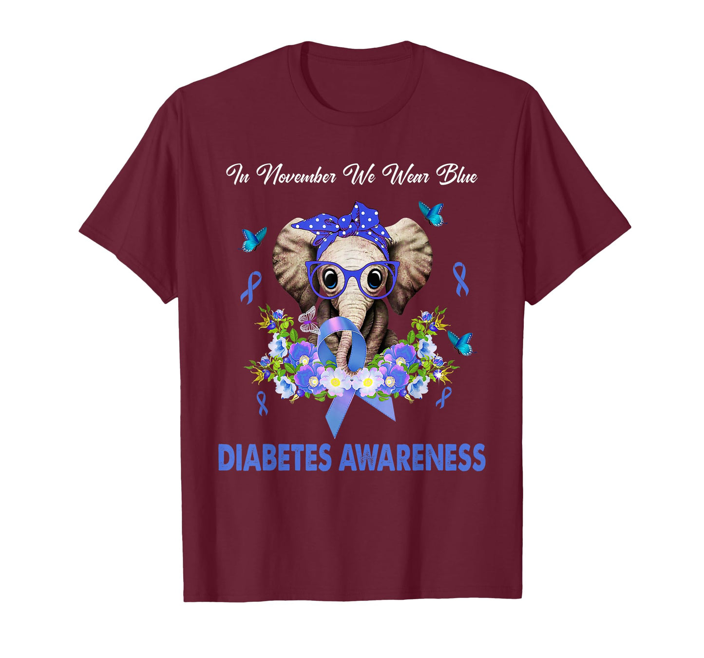 In November We Wear Blue Elephant Diabete Awareness T-Shirt