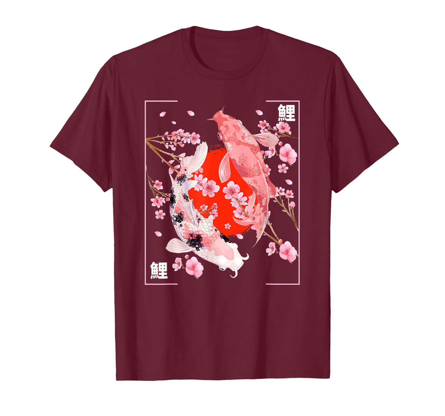Japanese Cherry Blossom Koi Carp Fish Sakura Aesthetic Art T-Shirt