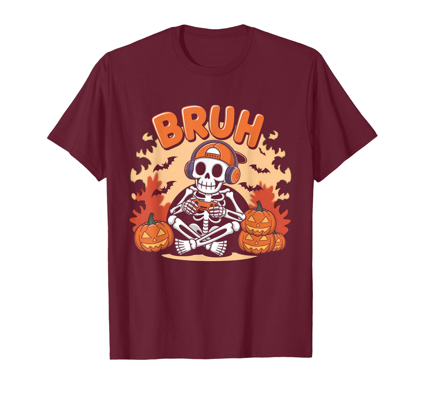 Halloween Skeleton Video Gaming Gamer Youths Boys Men Teens T-Shirt