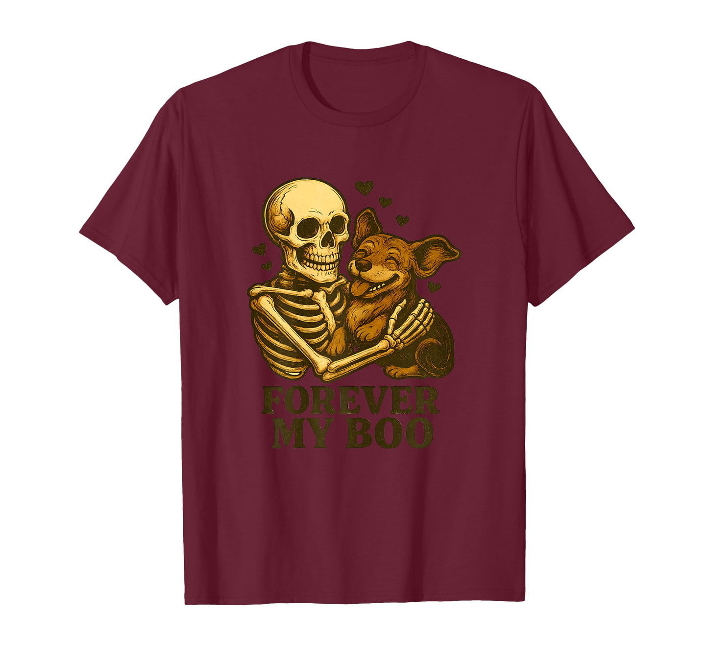 Womens Forever My Boo Skeleton Dachshund Funny Halloween Couple T-Shirt