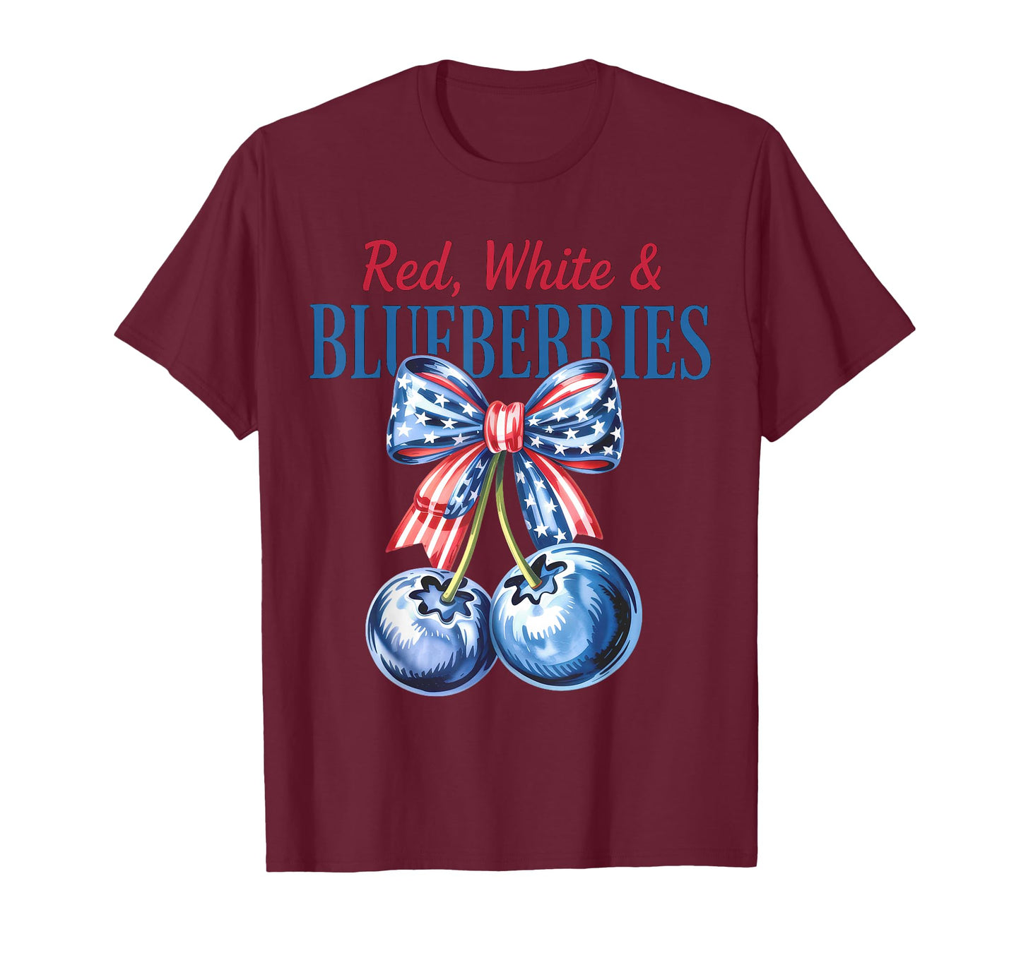 Funny Red White & Blueberries Coquette Bow Patriot T-Shirt