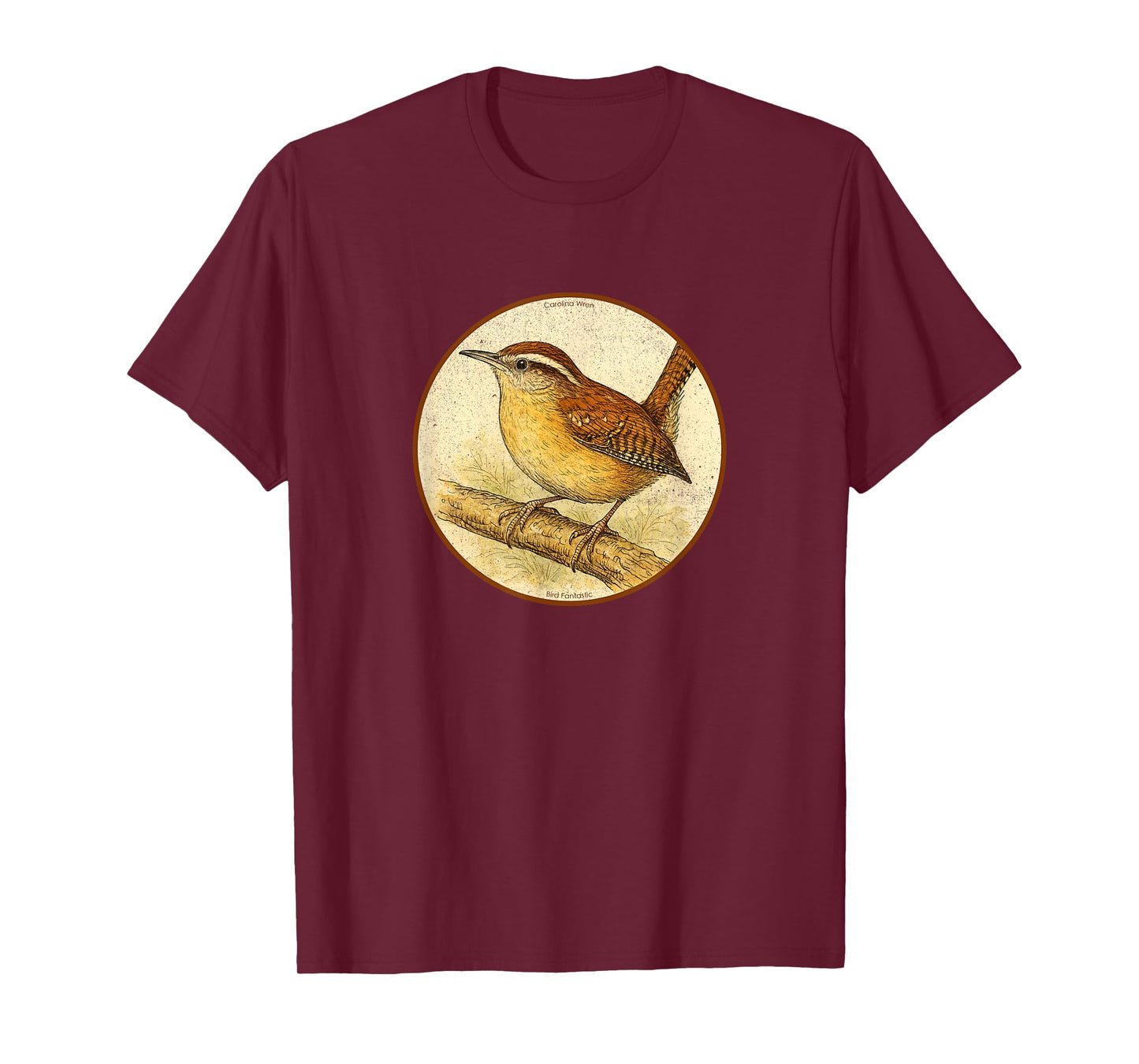 Colorful Retro Carolina Wren Bird Design T-Shirt