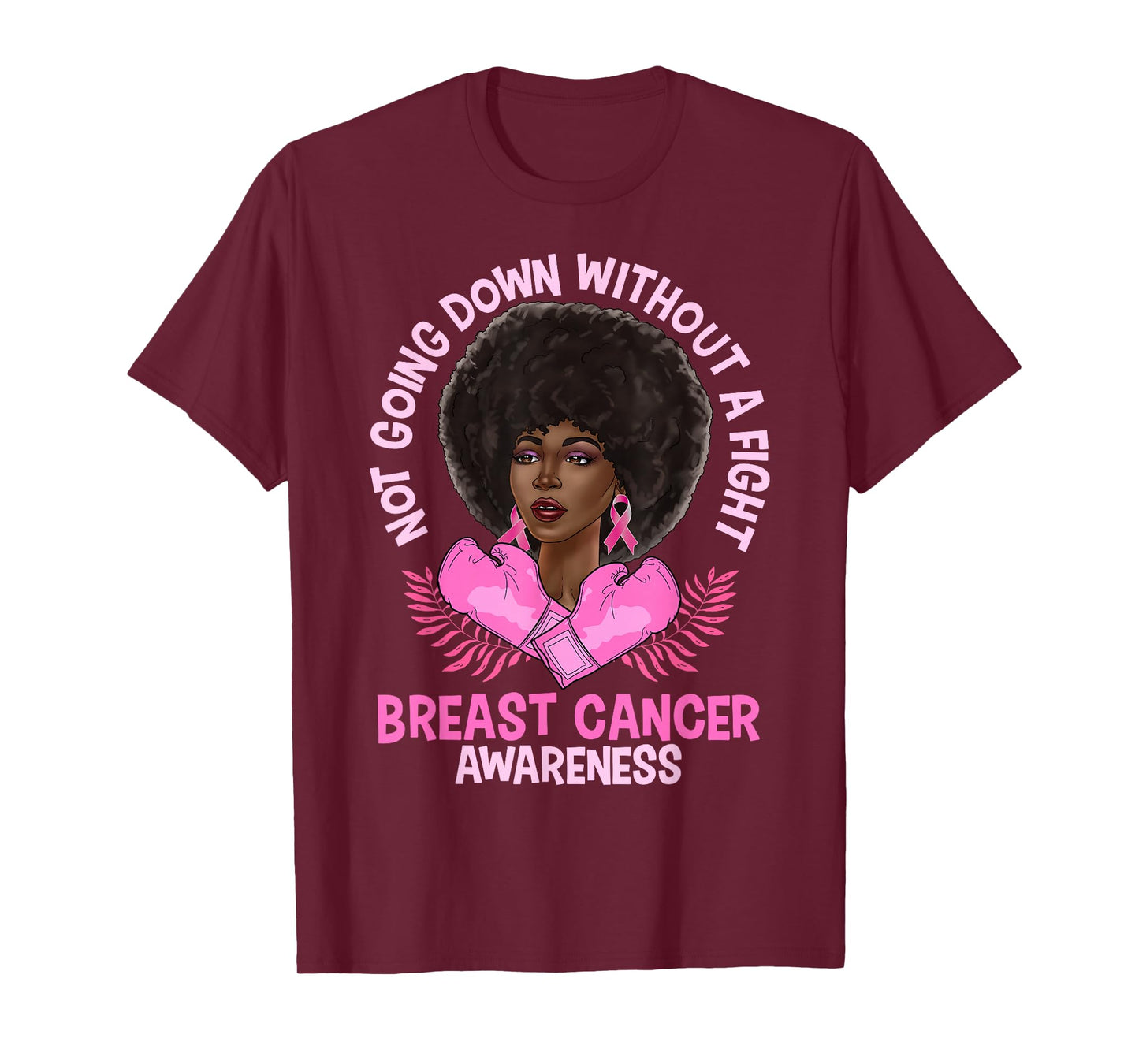 Breast Cancer Awareness Pink African American Afro Women T-Shirt