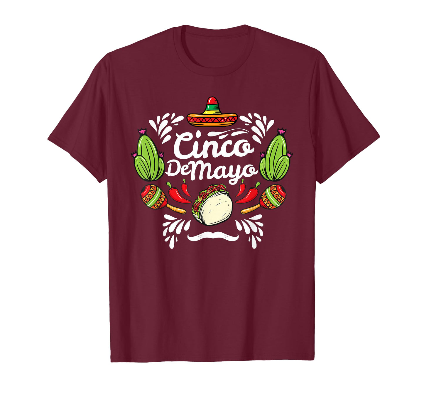 Cinco de Mayo Sombrero Taco Chilli Cactus Mexico Outfit T-Shirt