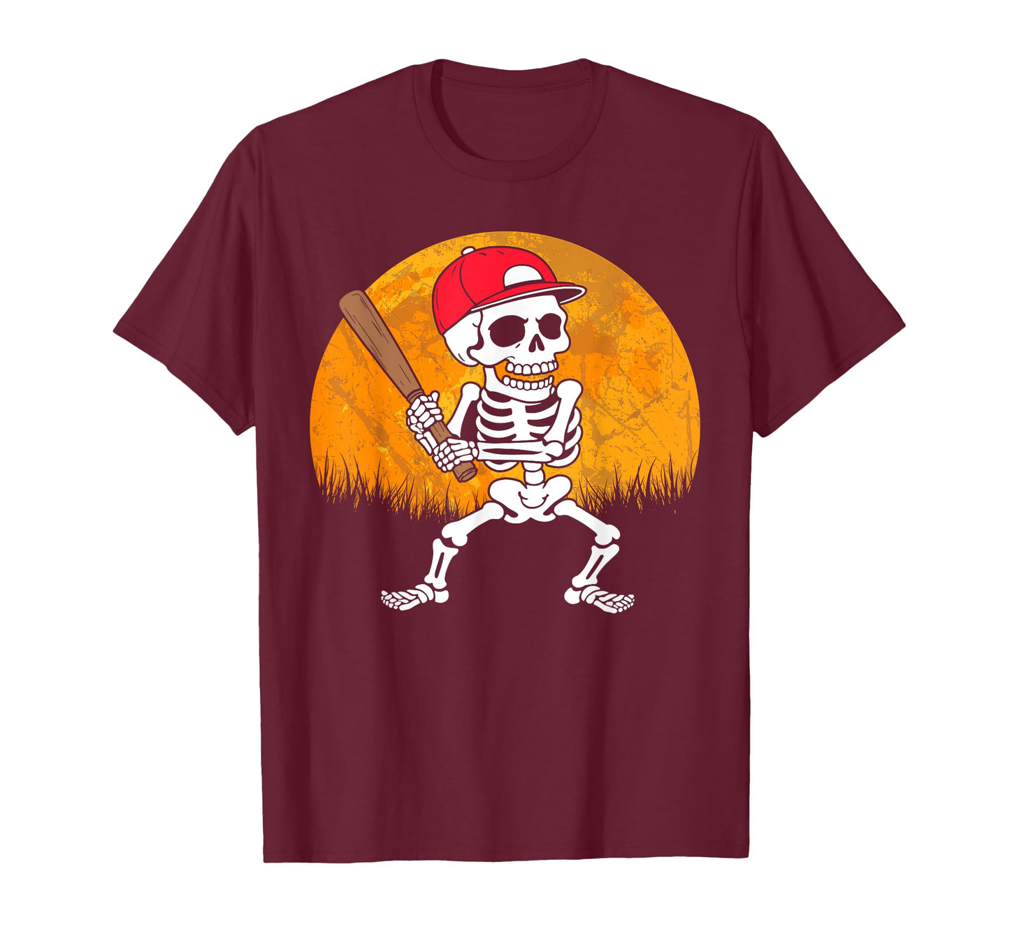Baseball Skeleton Halloween Costume Baseball Player Men Boys T-Shirt