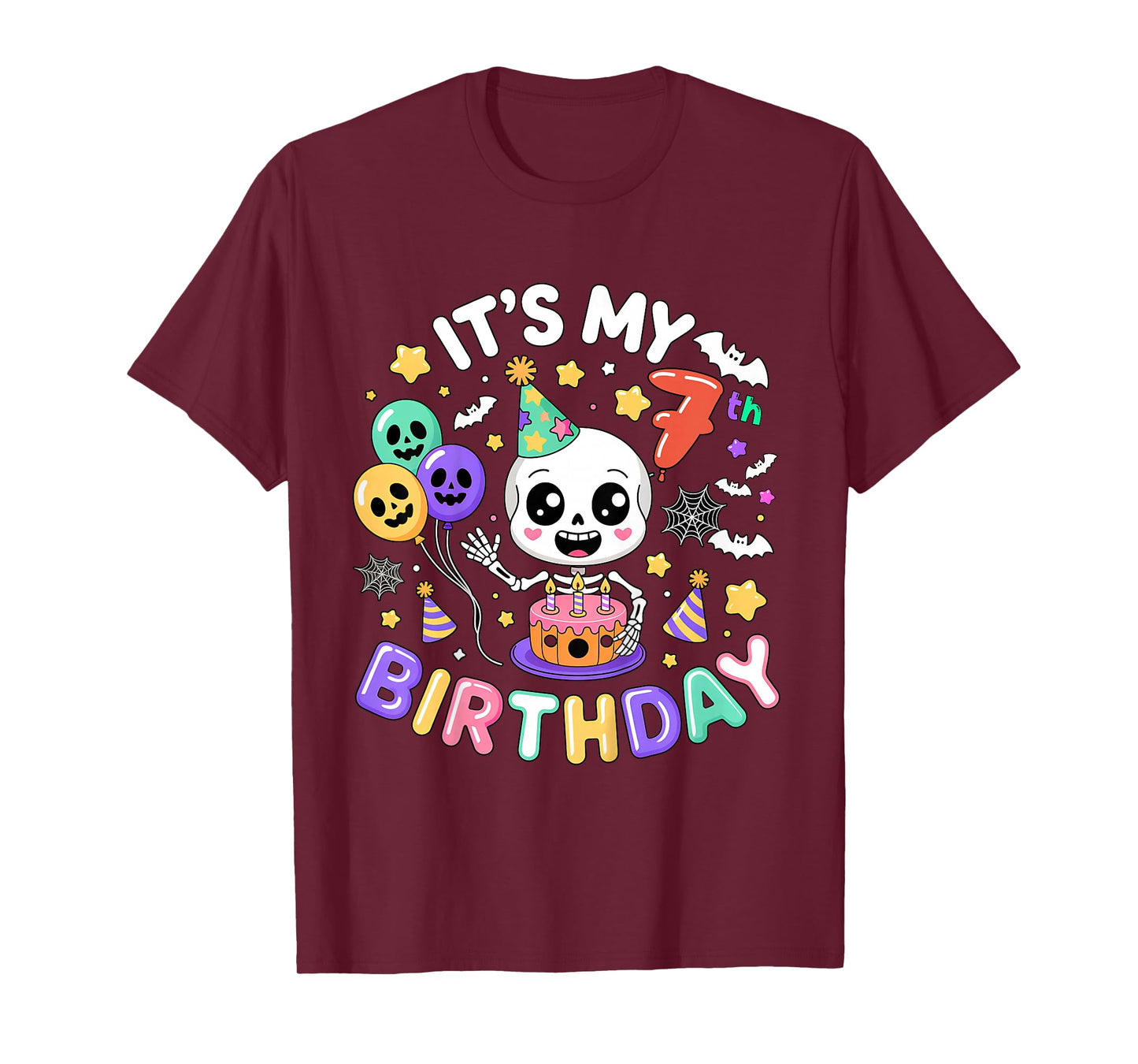 Its My 7th Birthday Skeleton Halloween Toddler Boy Girl T-Shirt