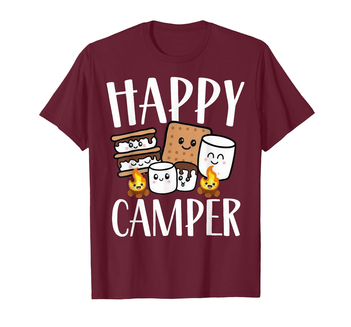 Happy Camper Marshmallow Summer Camp Funny Camping T-Shirt