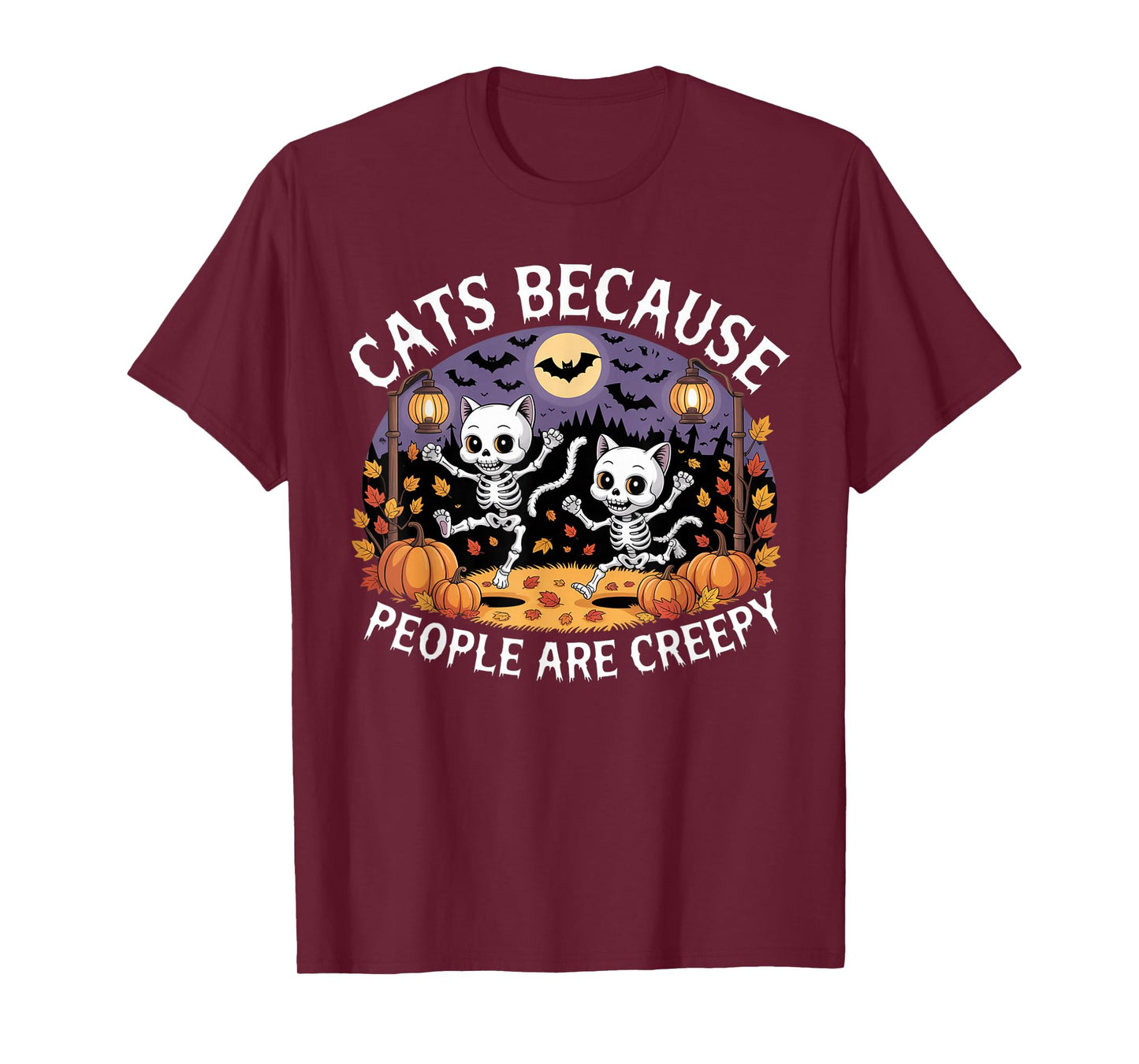 Cats Because People are Creepy Ghost Halloween Cat Mom Kids T-Shirt