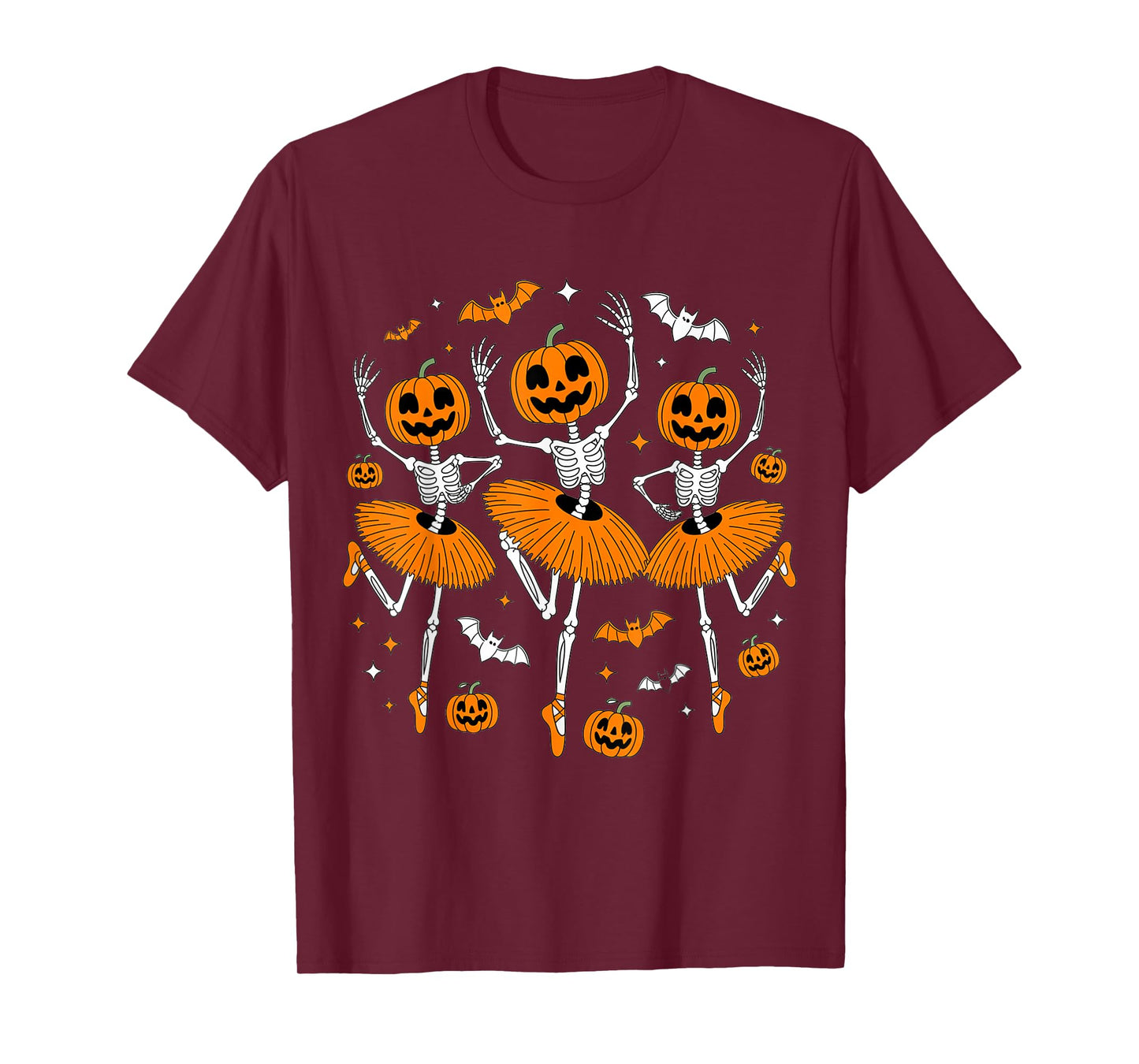 Ballet Pumpkin Skeleton Scary Halloween Men Women Boys Girl T-Shirt
