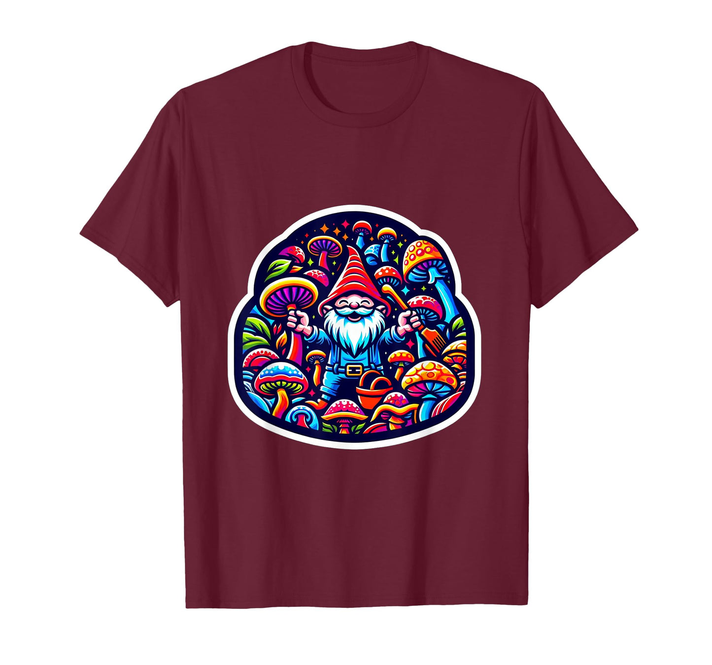 Trippy Gnome Mushroom Garden EDM Festival Rave Essential T-Shirt