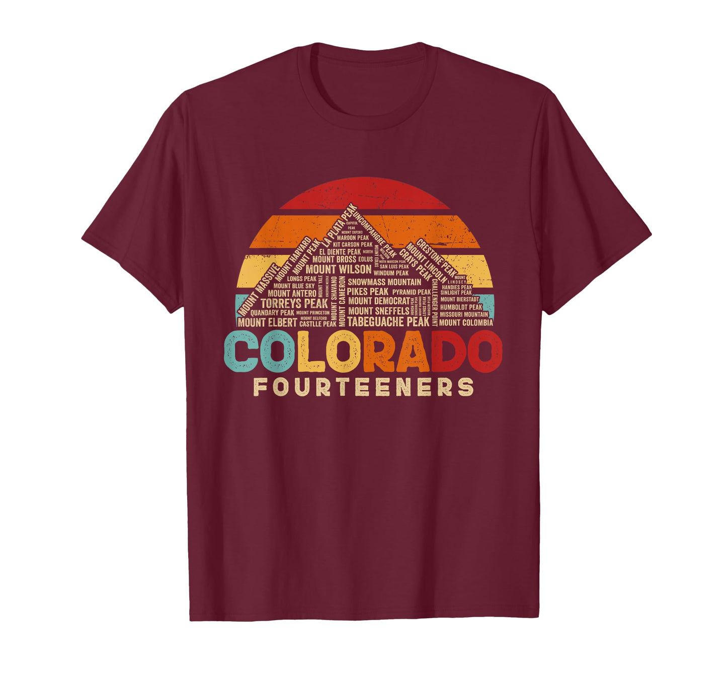 Colorado 14ers Fourteeners Rocky Mountain State Hiker Retro T-Shirt