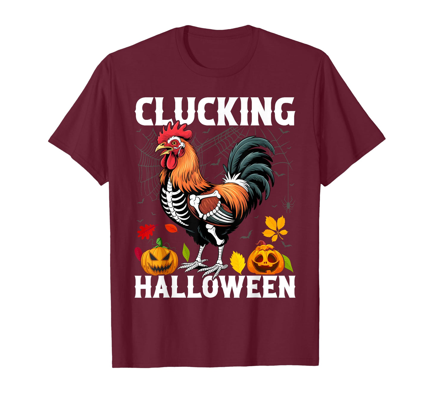 Clucking Halloween Chicken Skeleton Spooky Rooster T-Shirt